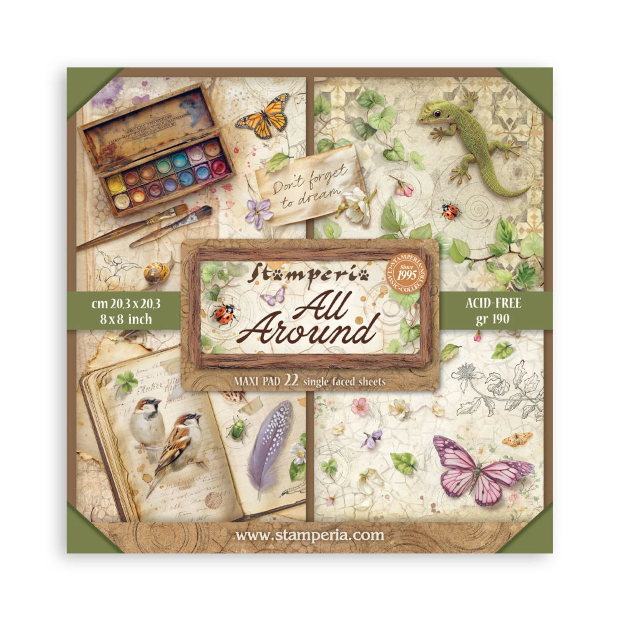 Stamperia  - All Around - Singled sided - Paper Pad    8 x 8" (22ark)