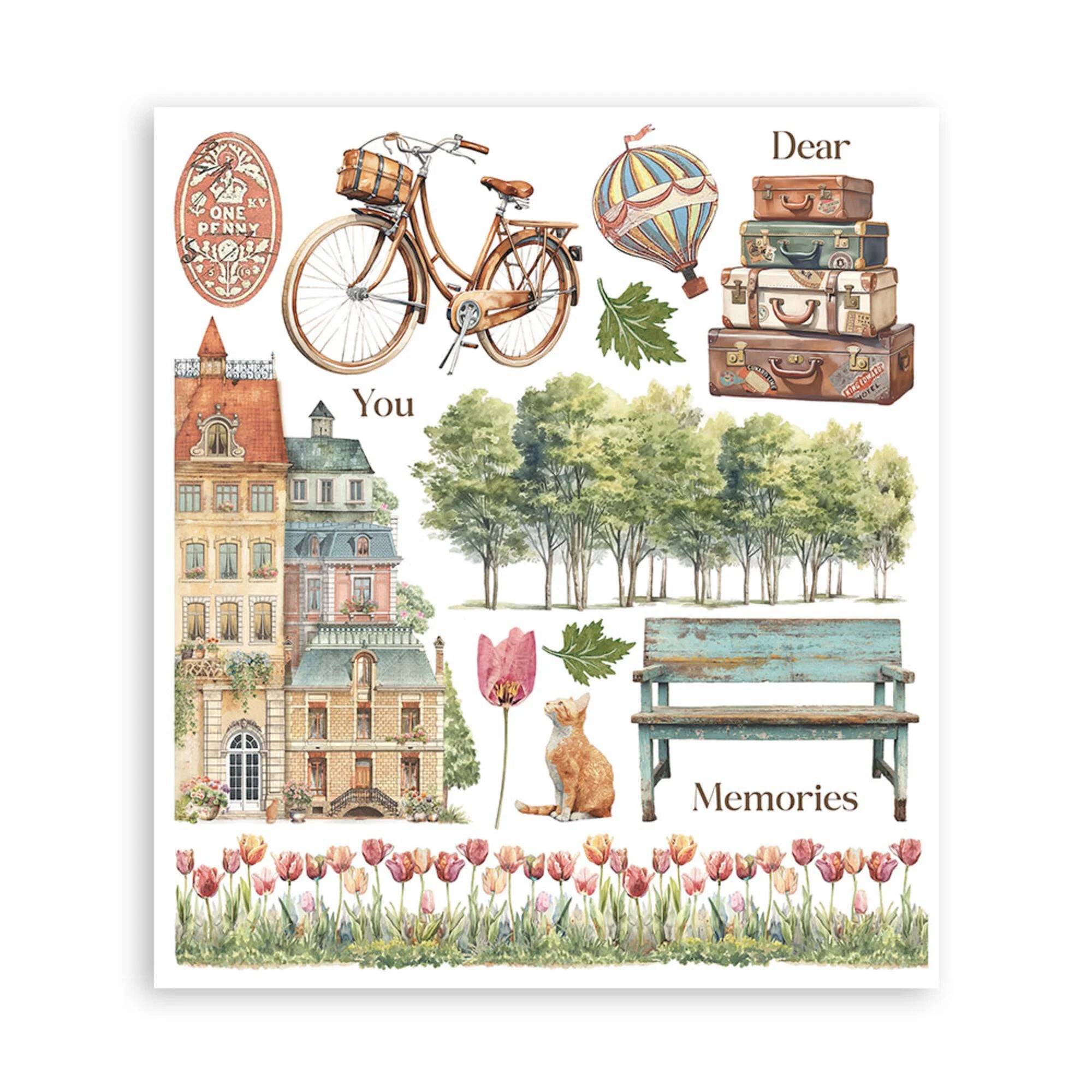 Stamperia - Art of Travelling - Rub Ons Assortment - 20,5x23cm