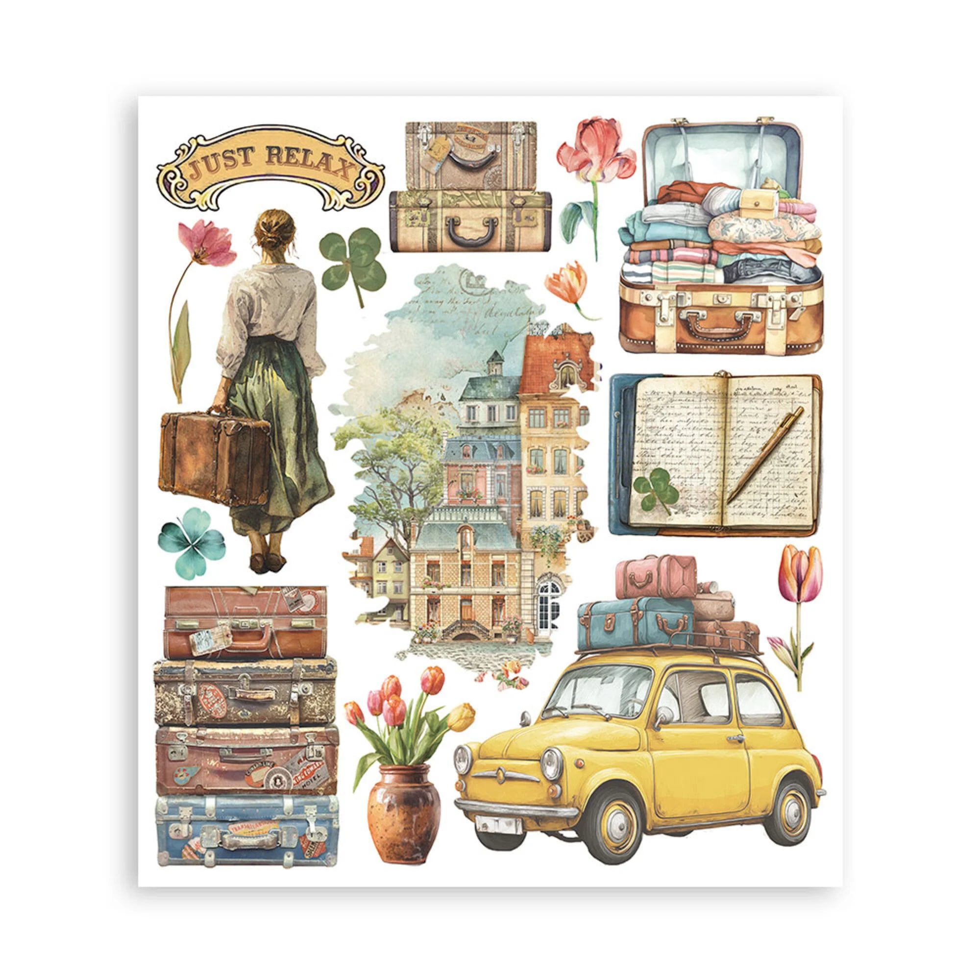 Stamperia - Art of Travelling - Rub Ons Assortment - 20,5x23cm