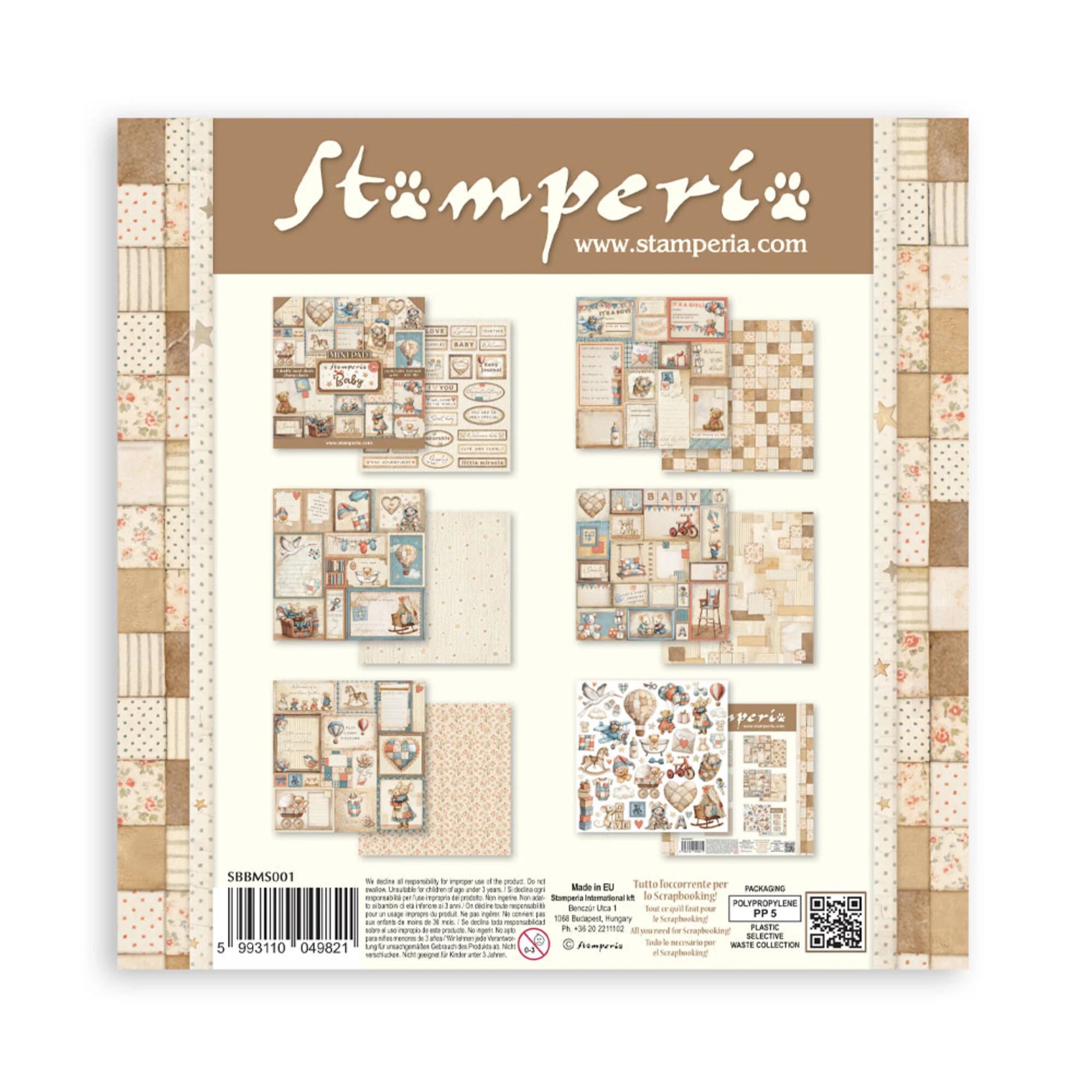 Stamperia - Baby  - Mini Paper Pad - 8 x 8" (6 sheets)