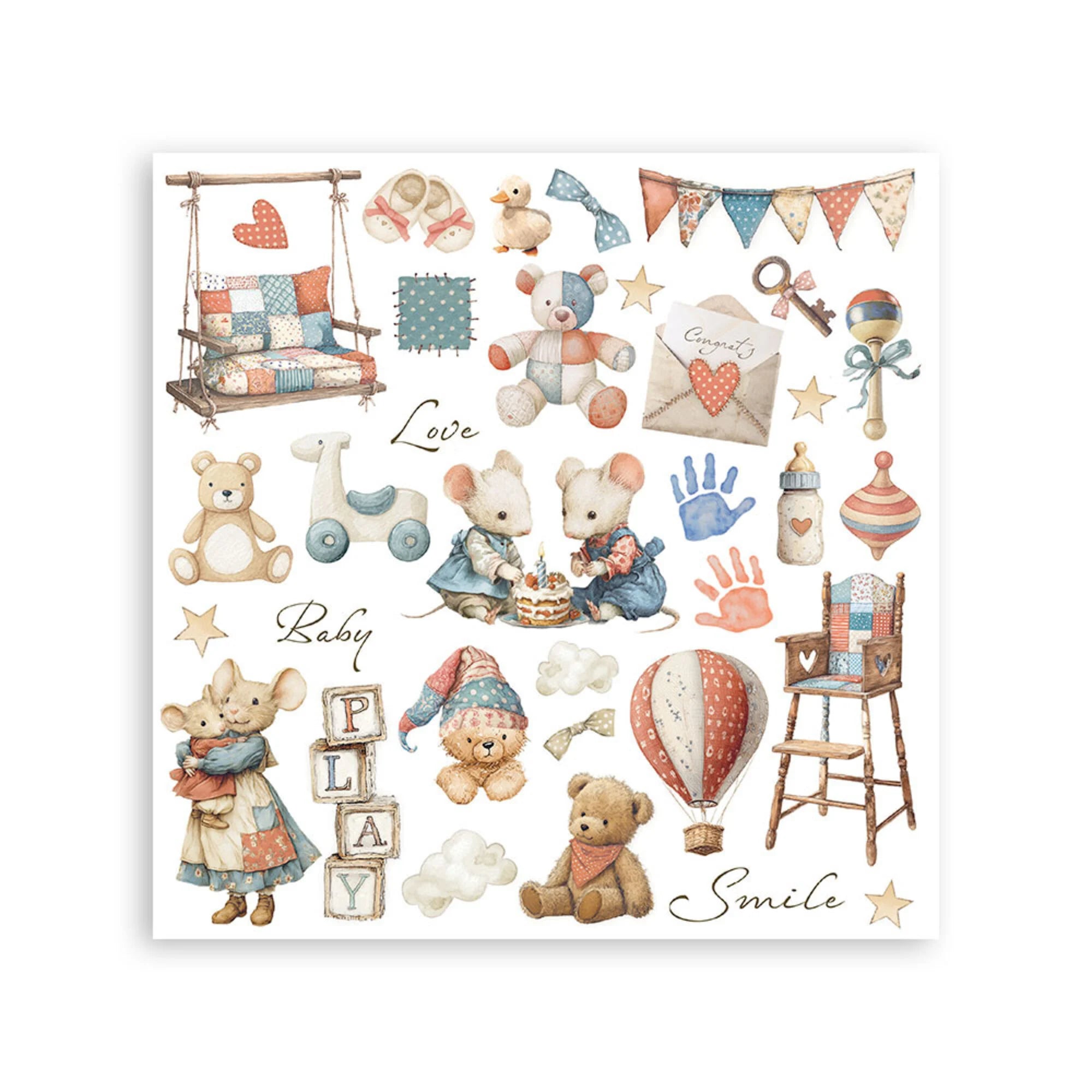 Stamperia - Baby - Rub ons kit - 15 x 15 cm