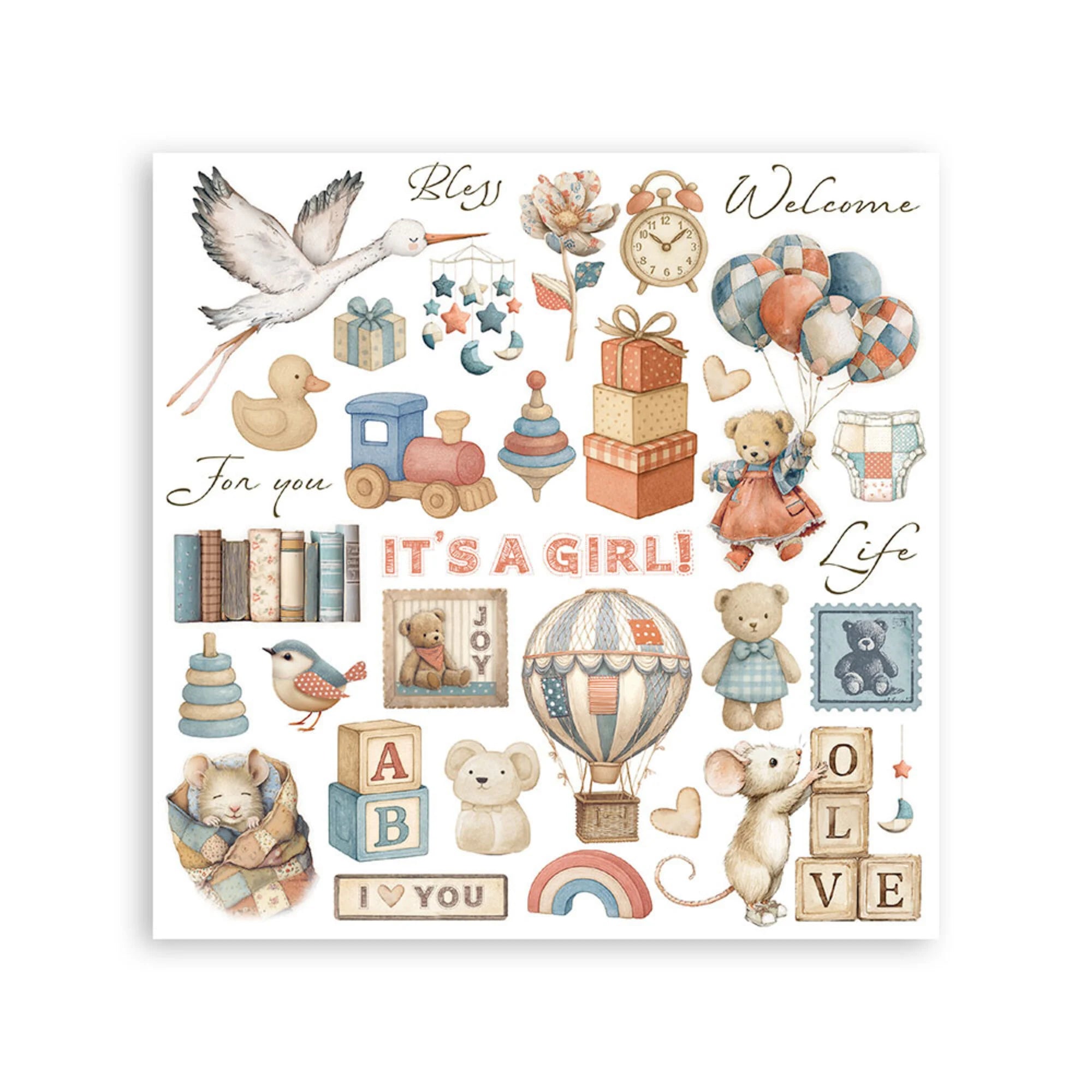 Stamperia - Baby - Rub ons kit - 15 x 15 cm