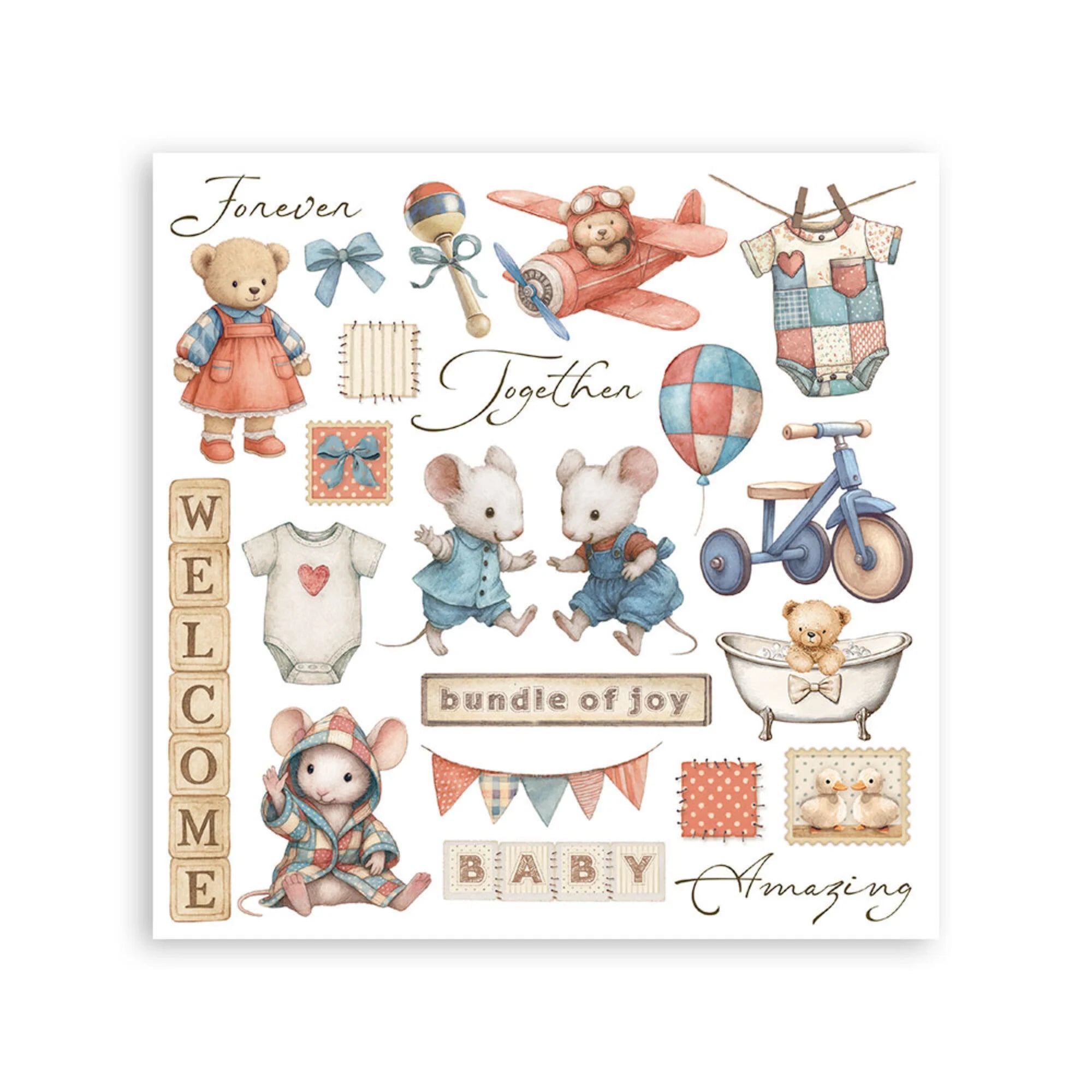 Stamperia - Baby - Rub ons kit - 15 x 15 cm