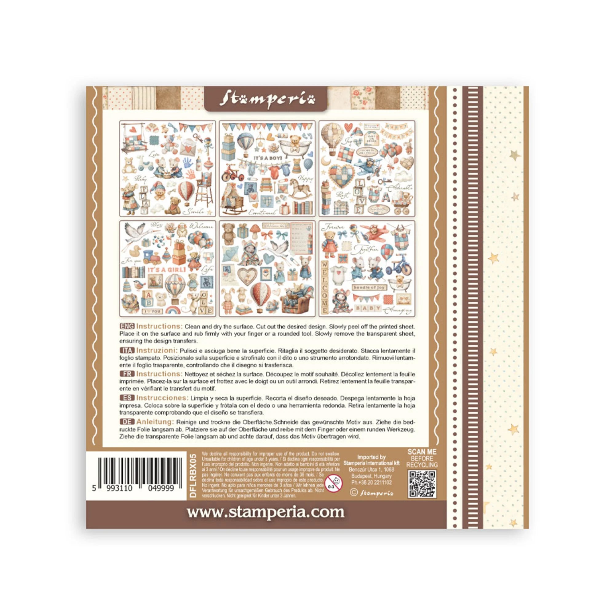 Stamperia - Baby - Rub ons kit - 15 x 15 cm