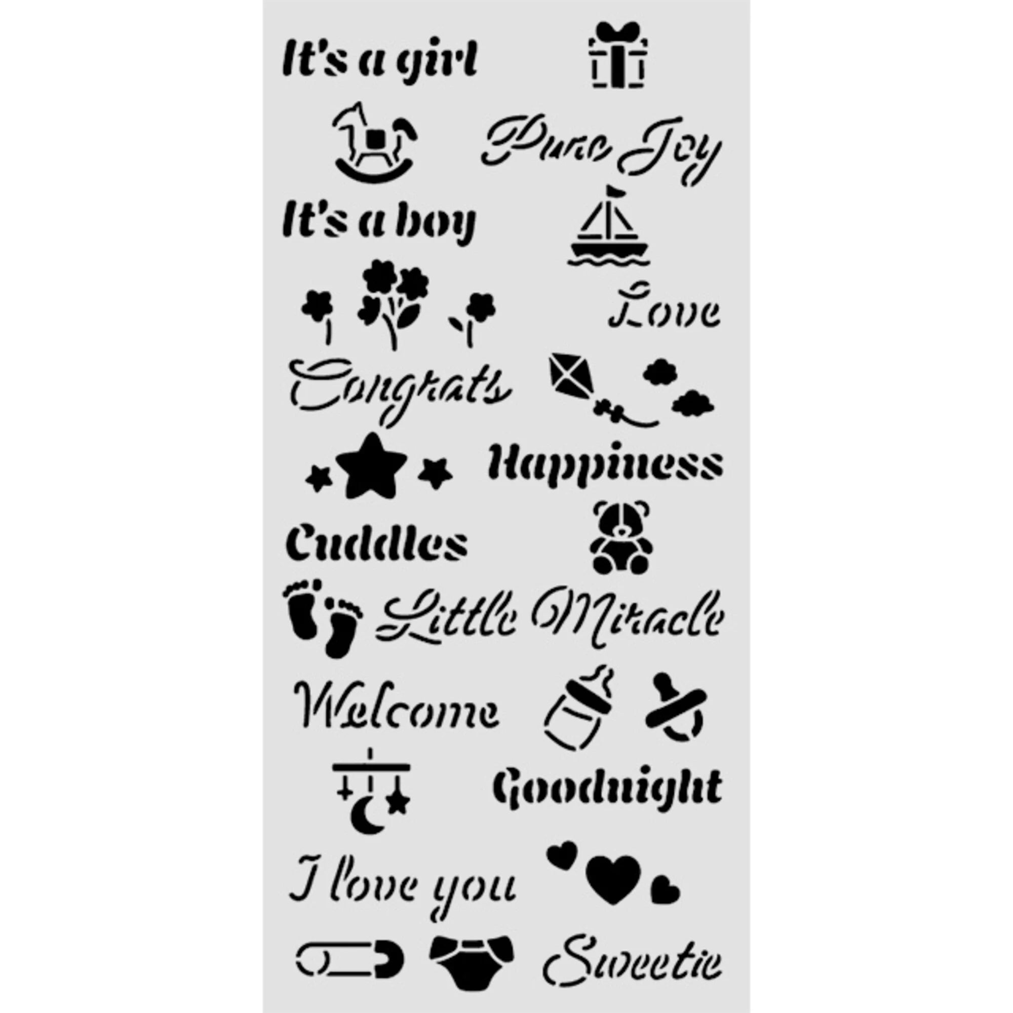 Stamperia - Baby - Stencil - Quotes - 12x25cm