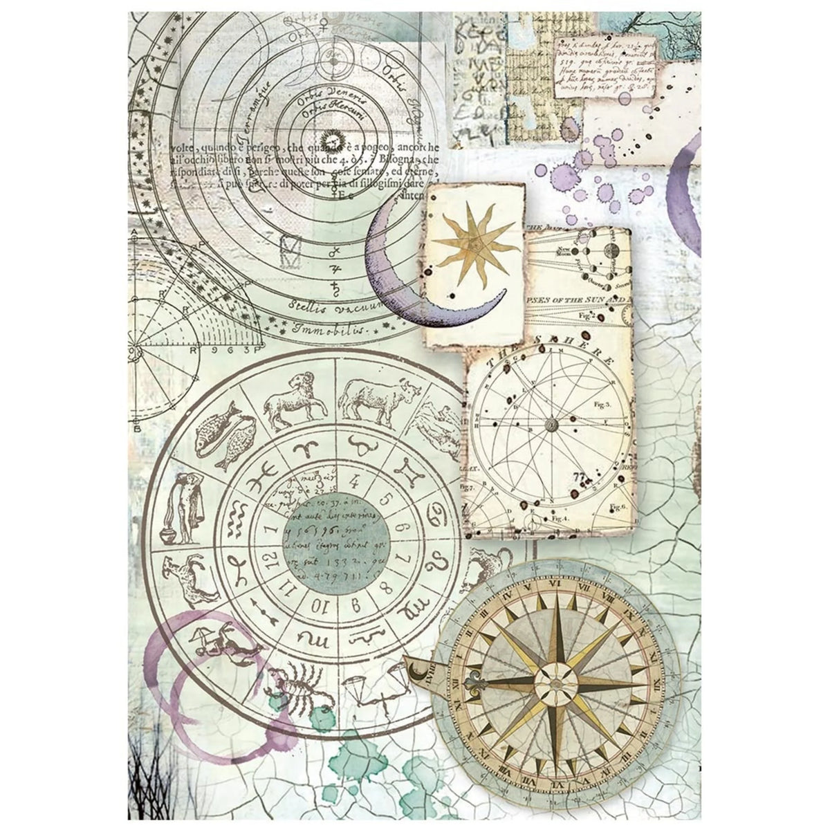 Stamperia - Cosmos - A6 Mini Rice Paper Backgrounds Selection by Cristina Radovan