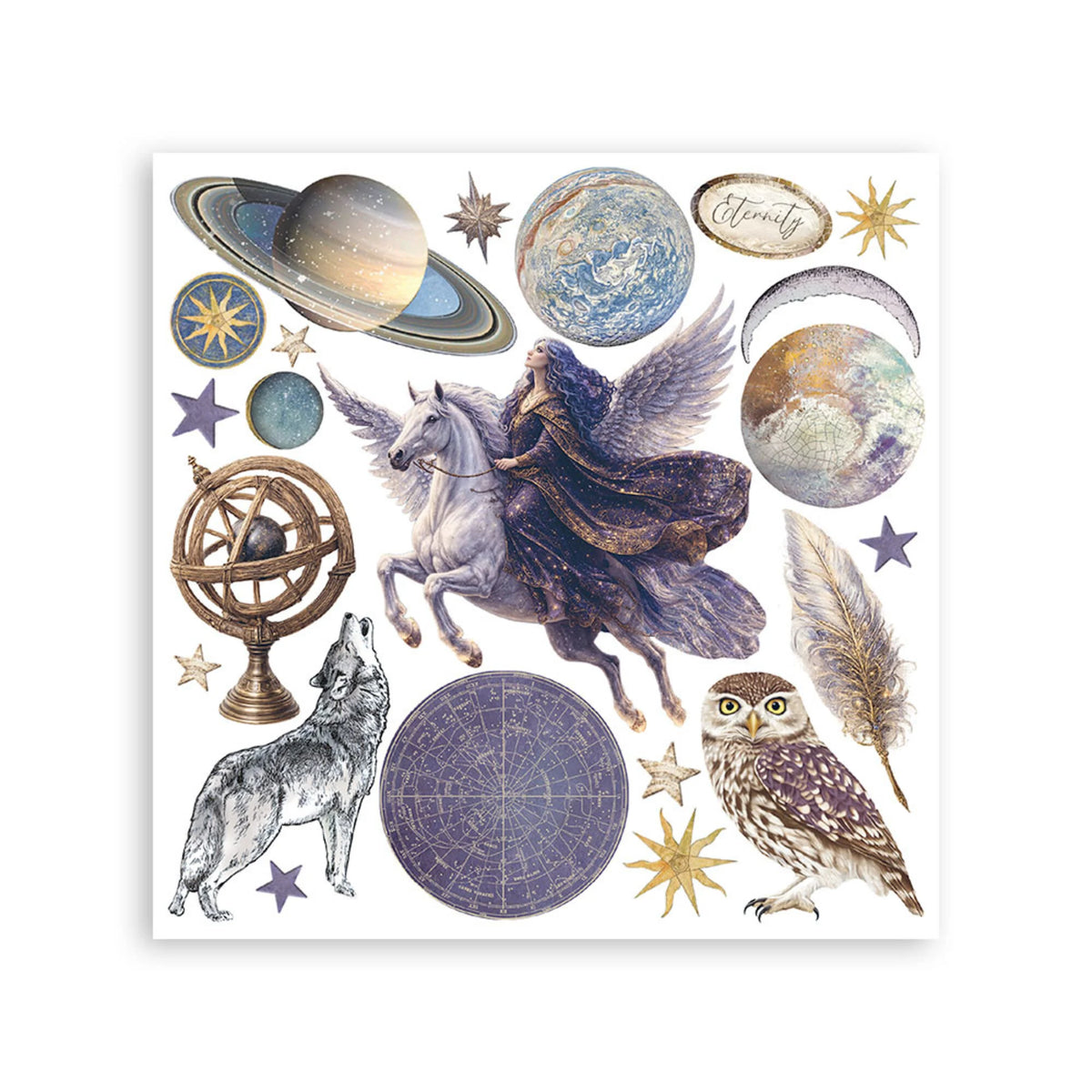 Stamperia - Cosmos - Rub-On 15,5x15x5cm Assortment by Cristina Radovan