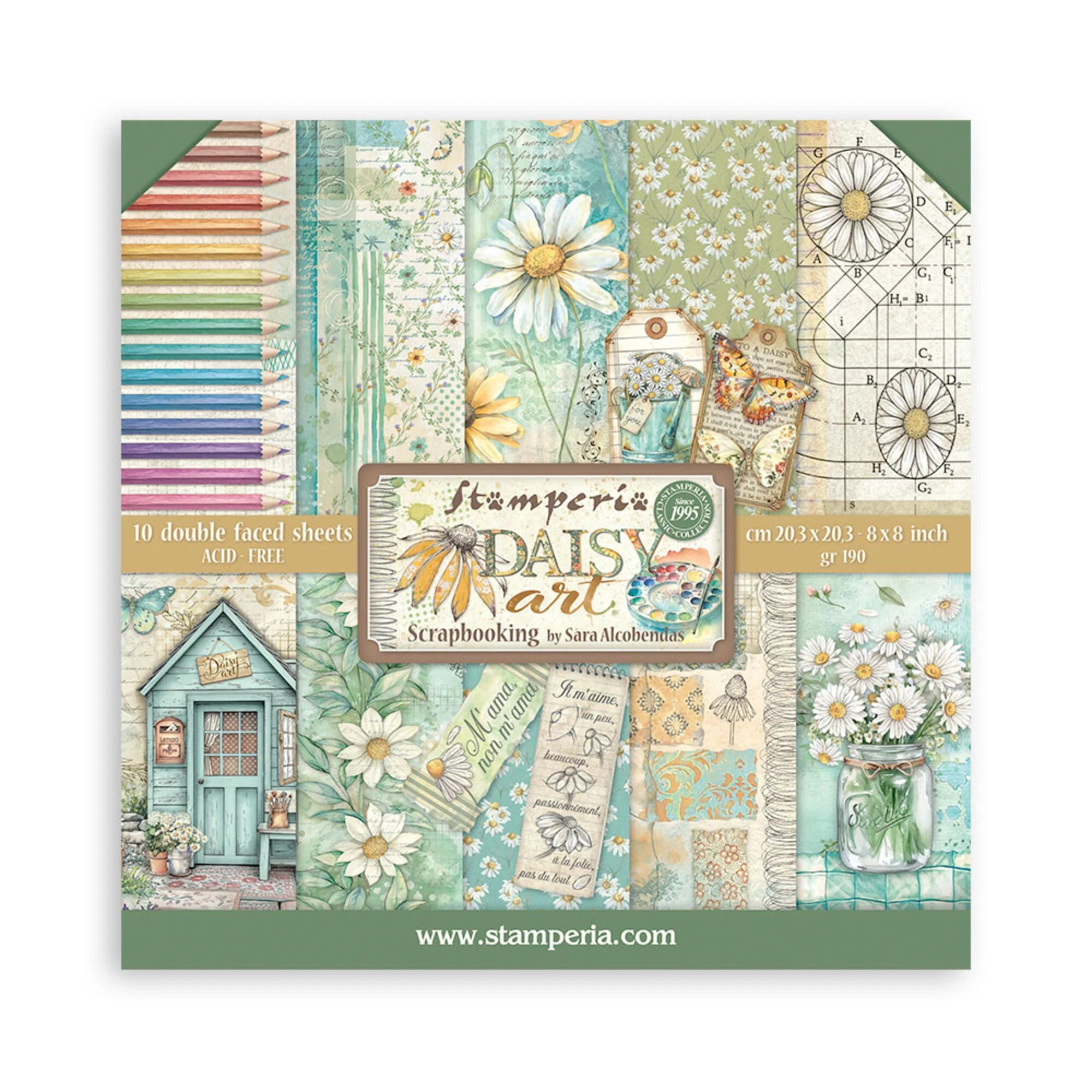 Stamperia - Daisy Art  - Paper Pad - 8 x 8" (10 sheets)