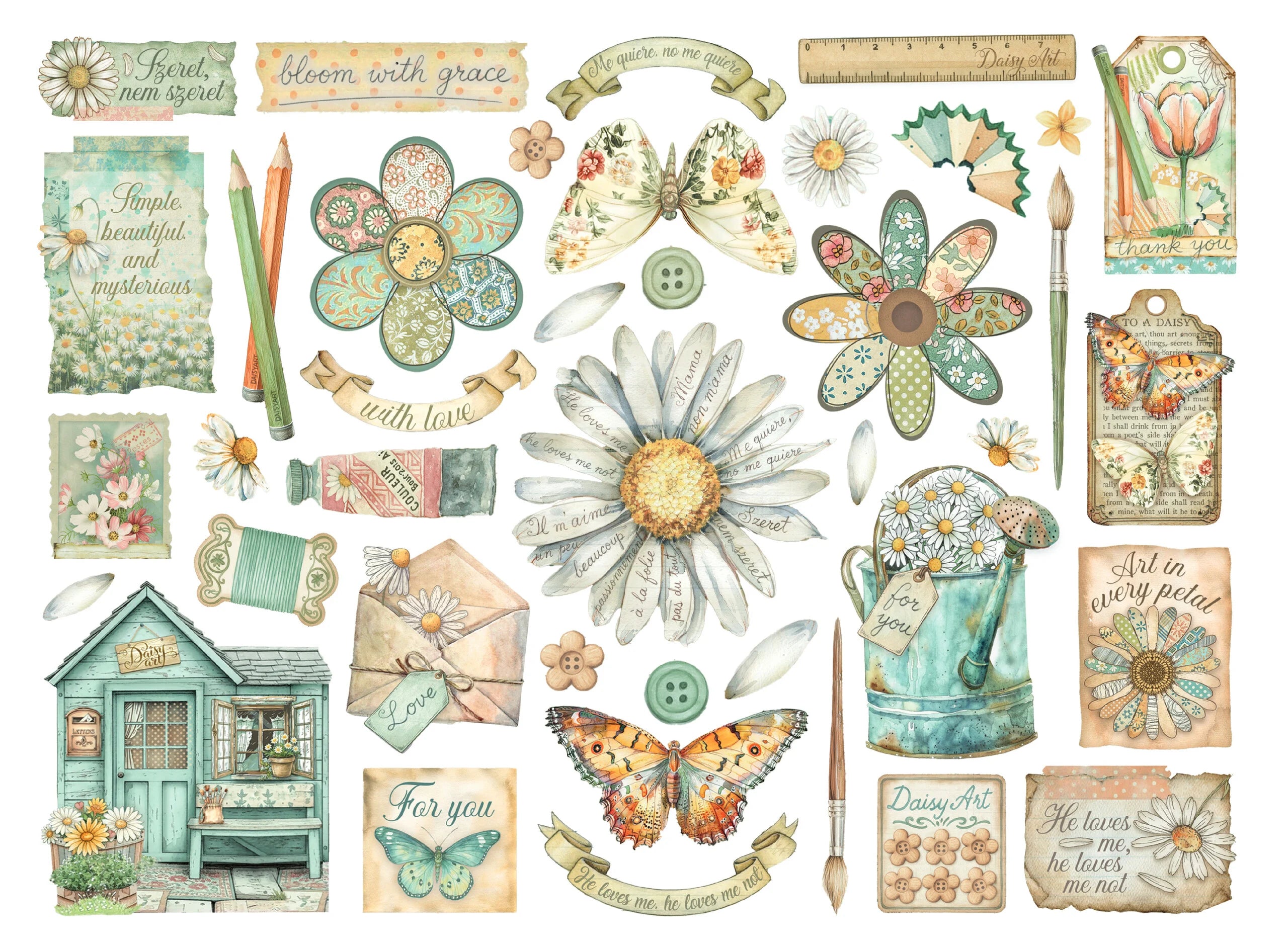 Stamperia  - Daisy Art - Chipboard Die Cuts