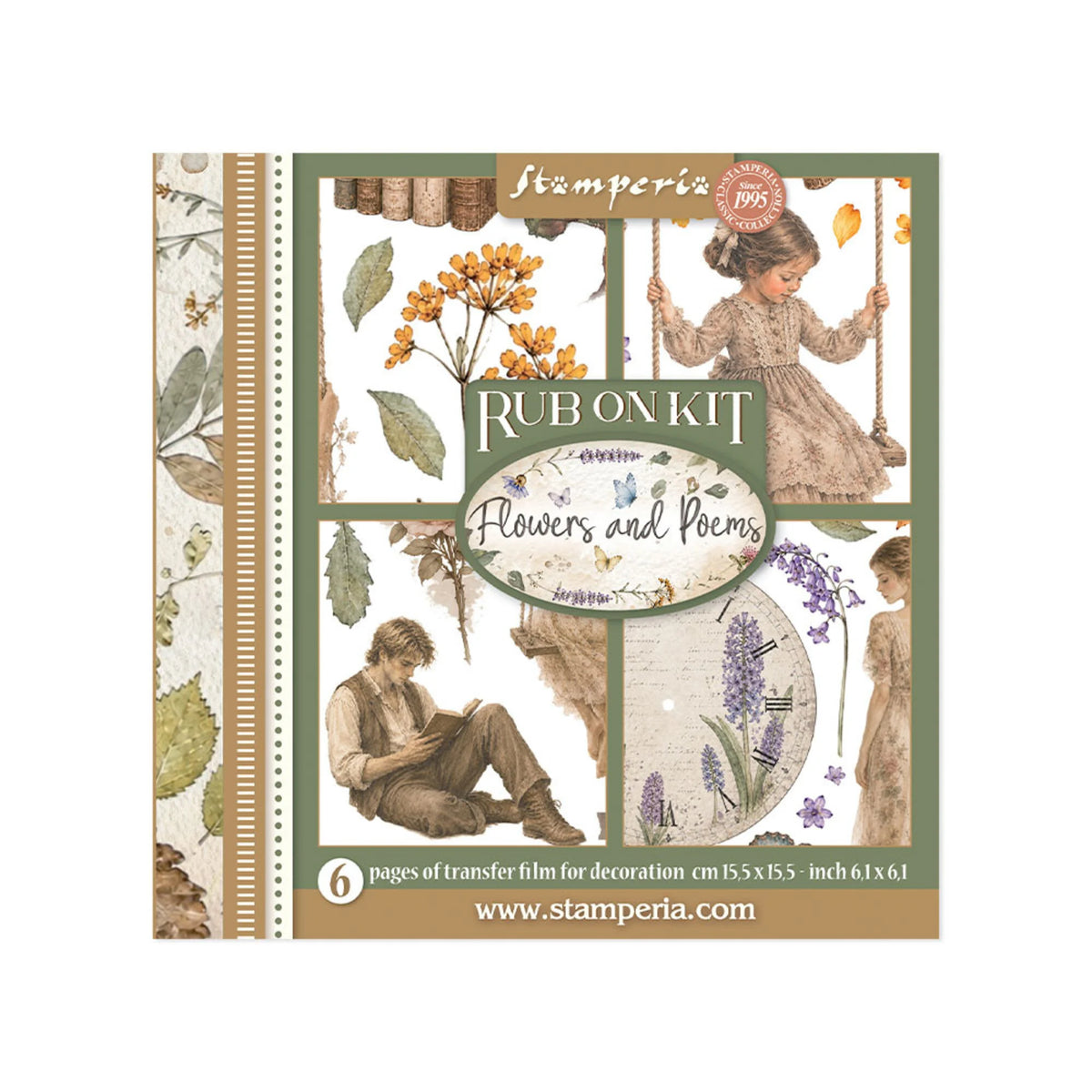 Stamperia - Flowers and Poems - Rub On Assortment - 15,5 x 15,5 cm