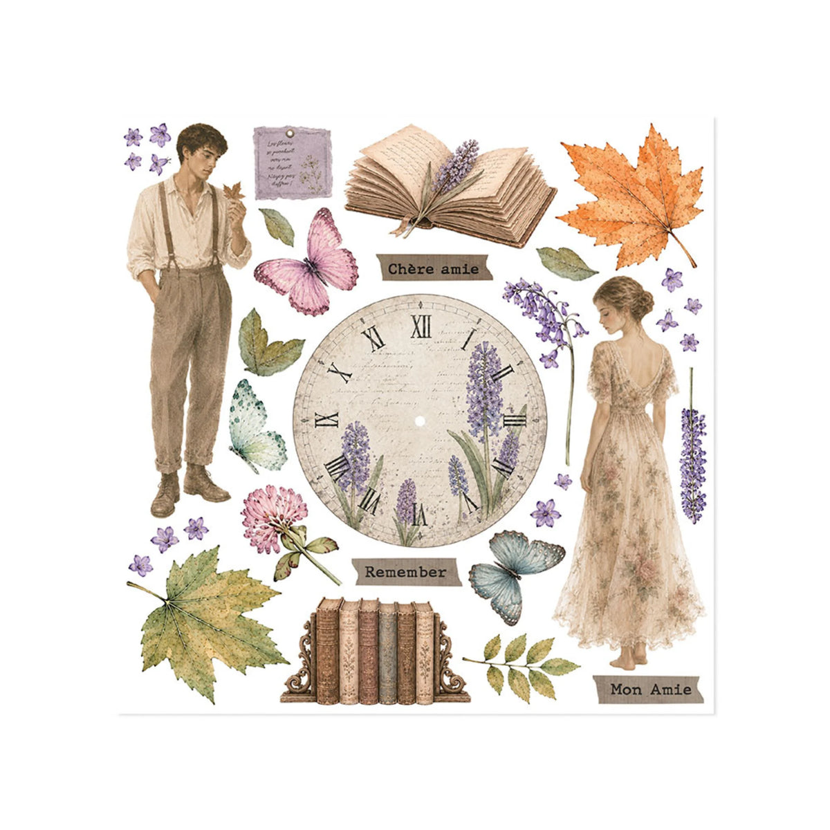 Stamperia - Flowers and Poems - Rub On Assortment - 15,5 x 15,5 cm