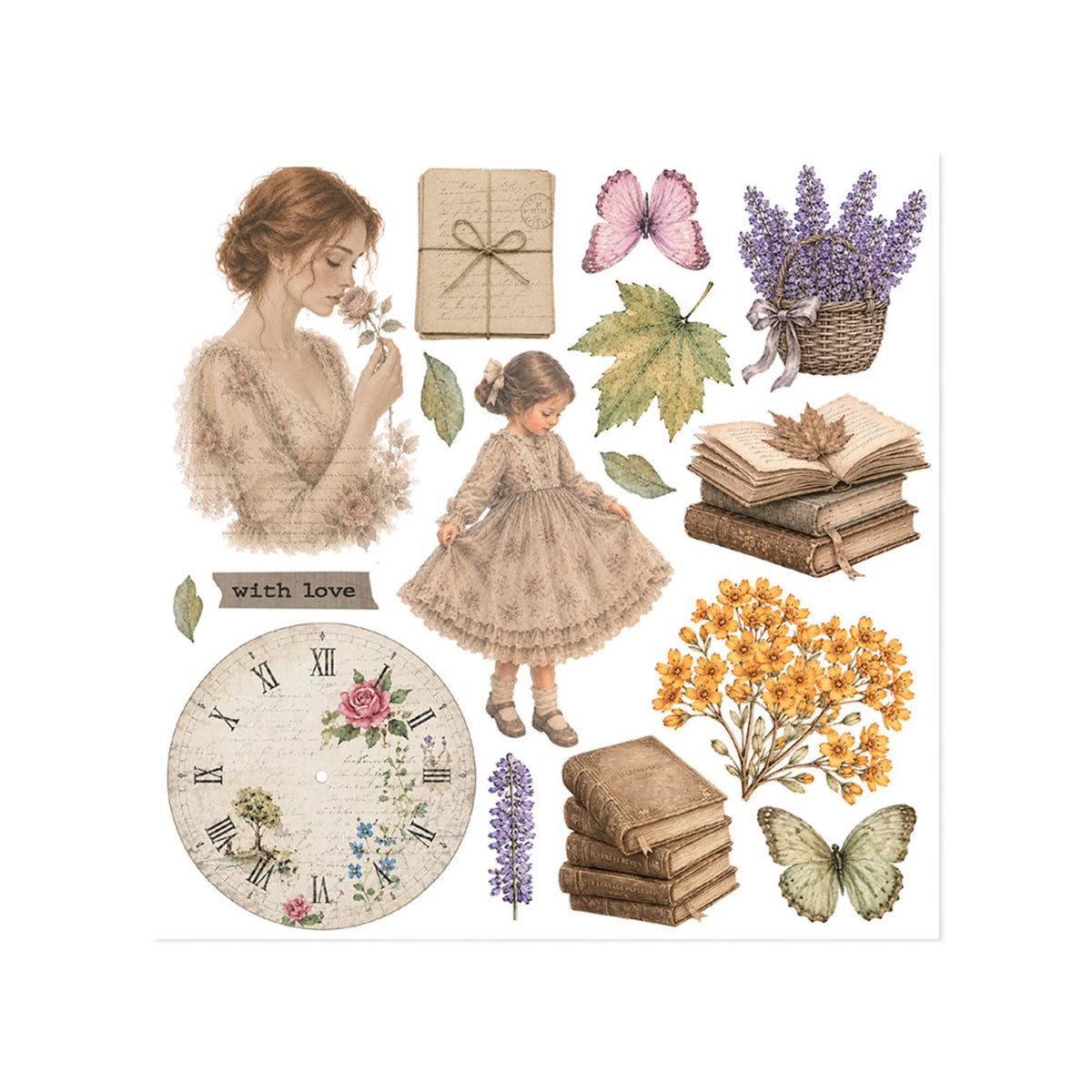 Stamperia - Flowers and Poems - Rub On Assortment - 15,5 x 15,5 cm