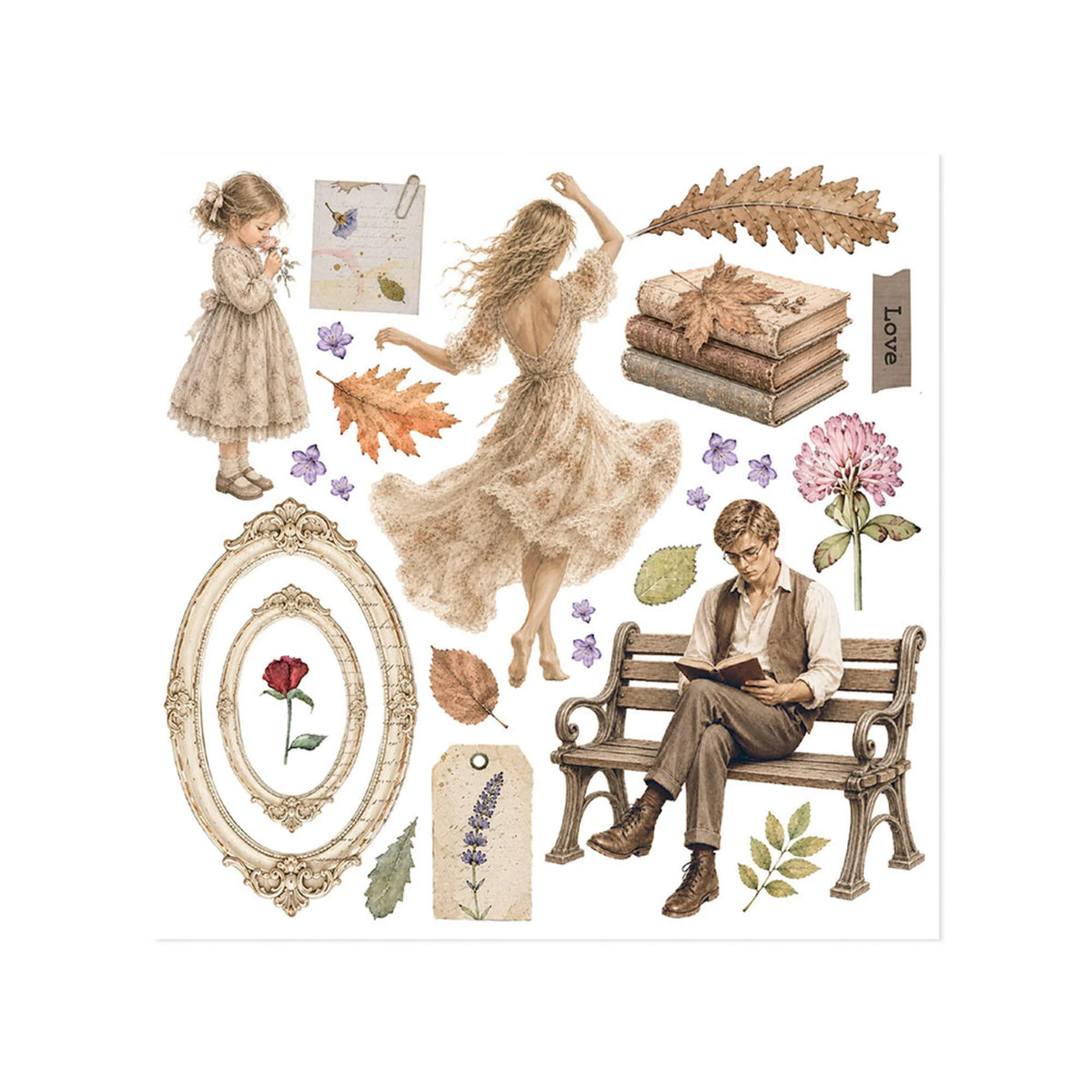 Stamperia - Flowers and Poems - Rub On Assortment - 15,5 x 15,5 cm