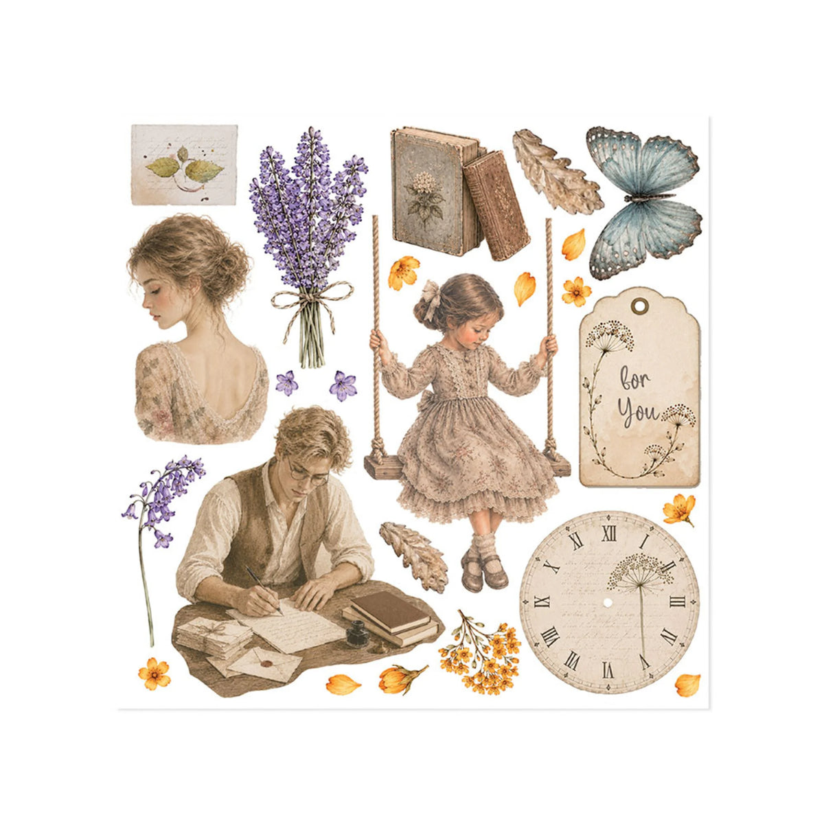 Stamperia - Flowers and Poems - Rub On Assortment - 15,5 x 15,5 cm