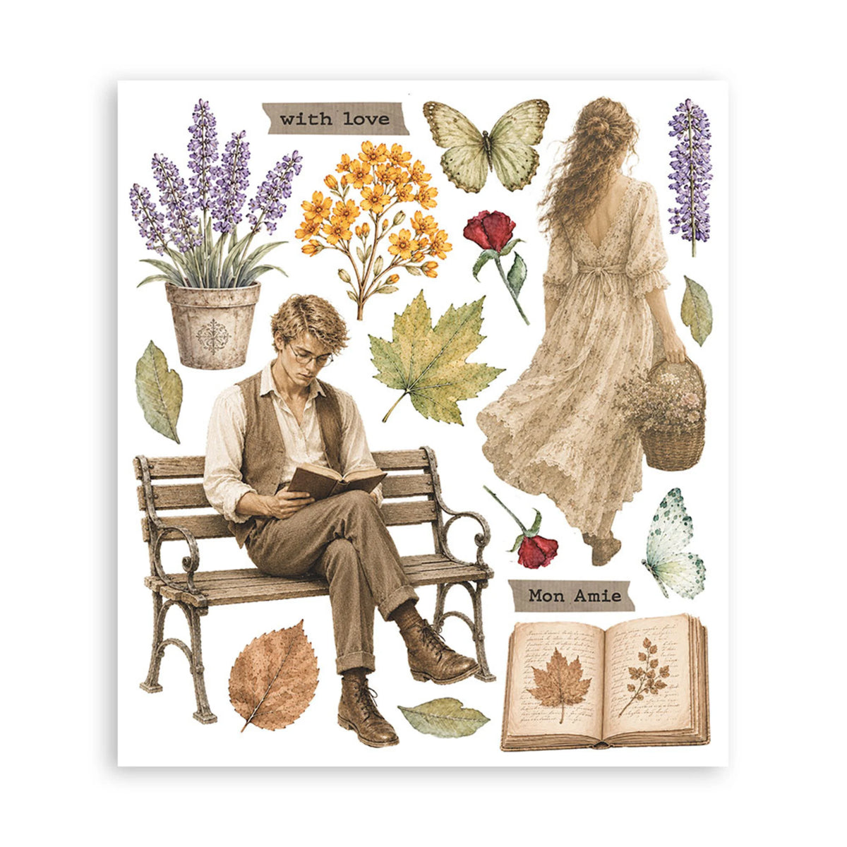 Stamperia - Flowers and Poems - Rub ons - 20,5 x 23 cm