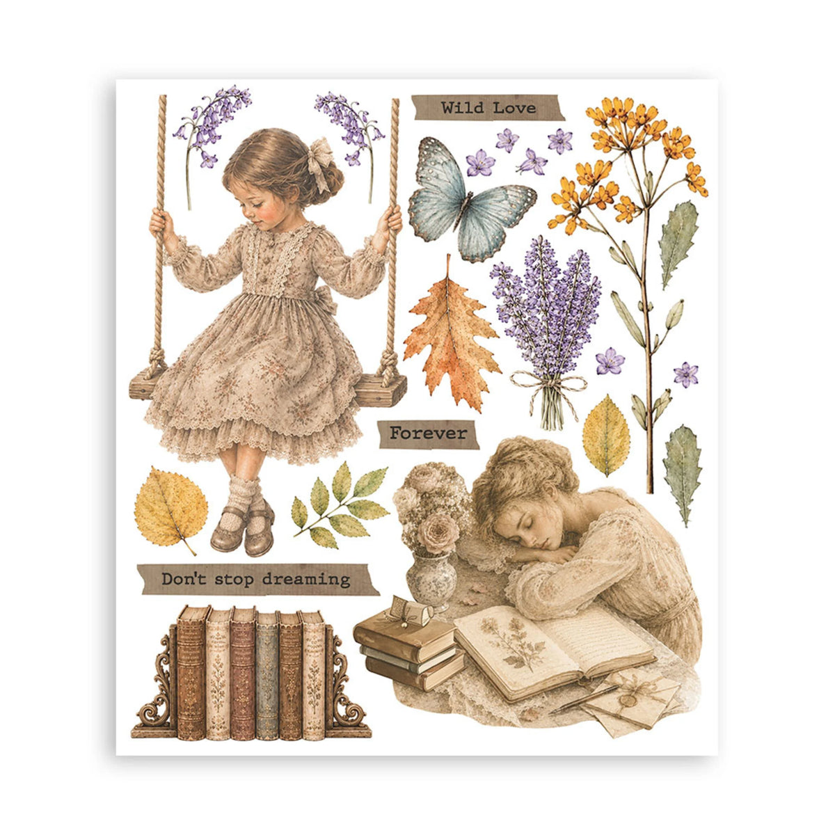 Stamperia - Flowers and Poems - Rub ons - 20,5 x 23 cm