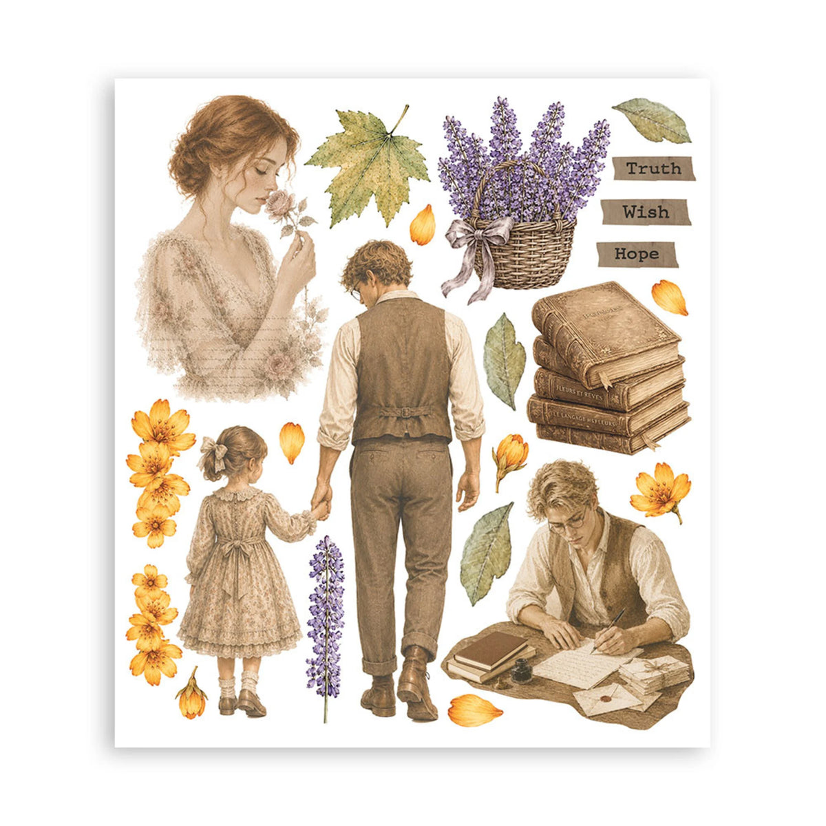 Stamperia - Flowers and Poems - Rub ons - 20,5 x 23 cm