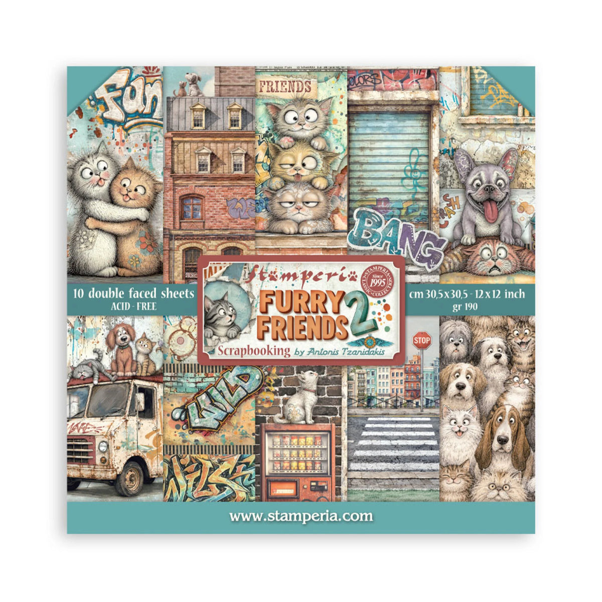 Stamperia - Furry Friends 2 - Paper Pad - 12 x 12"