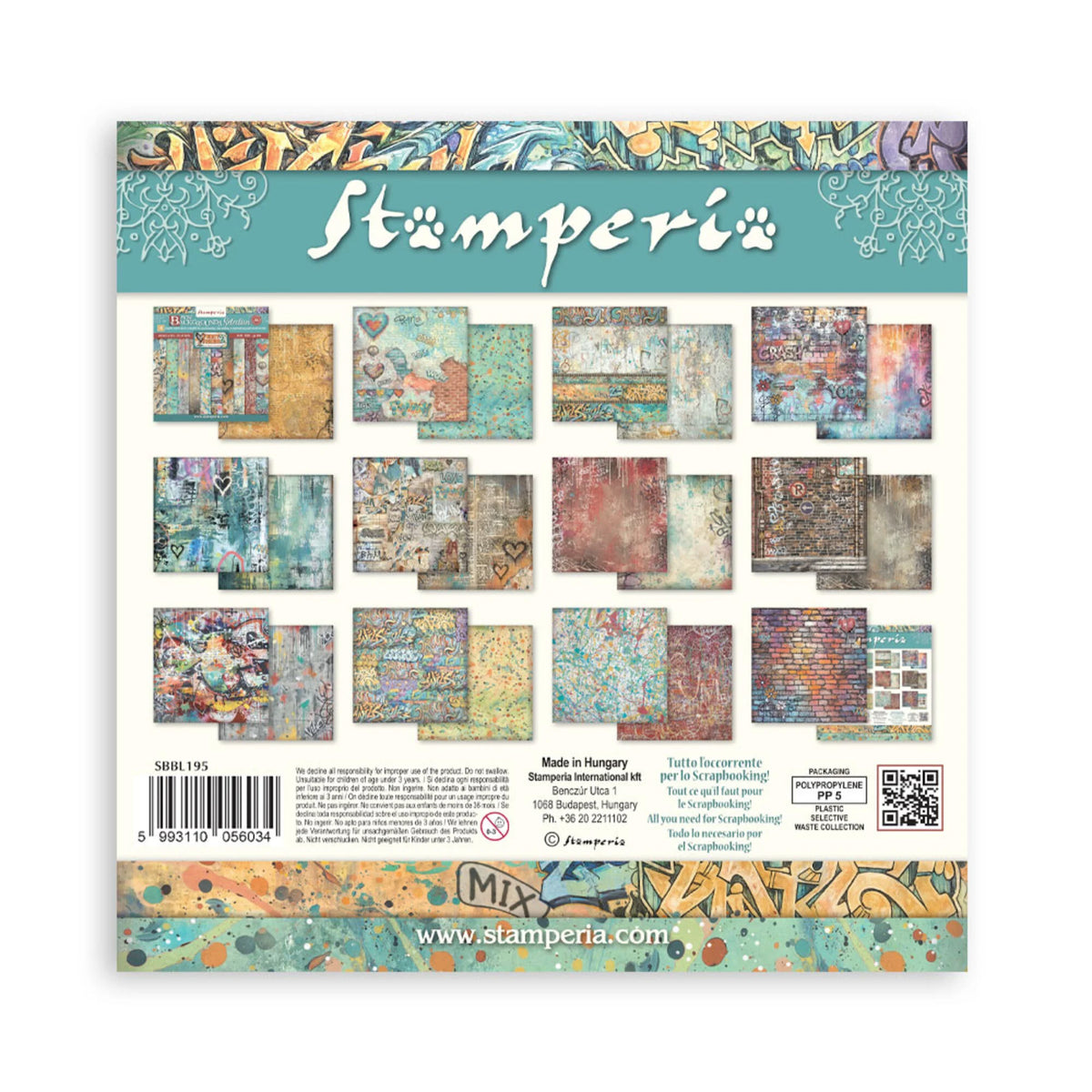 Stamperia - Furry Friends 2 - Maxi Background Selection - Paper Pad - 12 x 12"