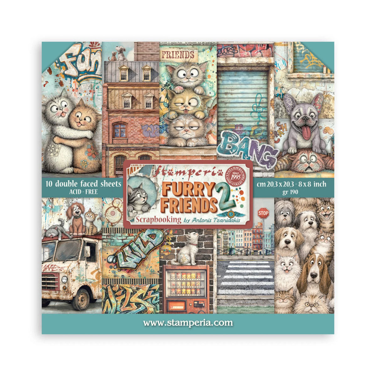 Stamperia - Furry Friends 2 - Paper Pad - 8 x 8"