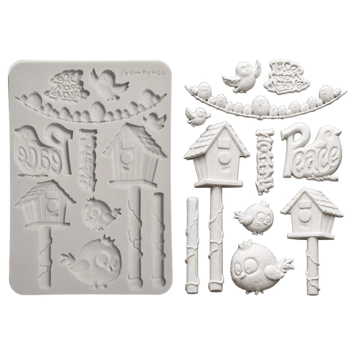 Stamperia - Furry Friends 2 A5 Silicon Mould Birds by Antonis Tzanidaki