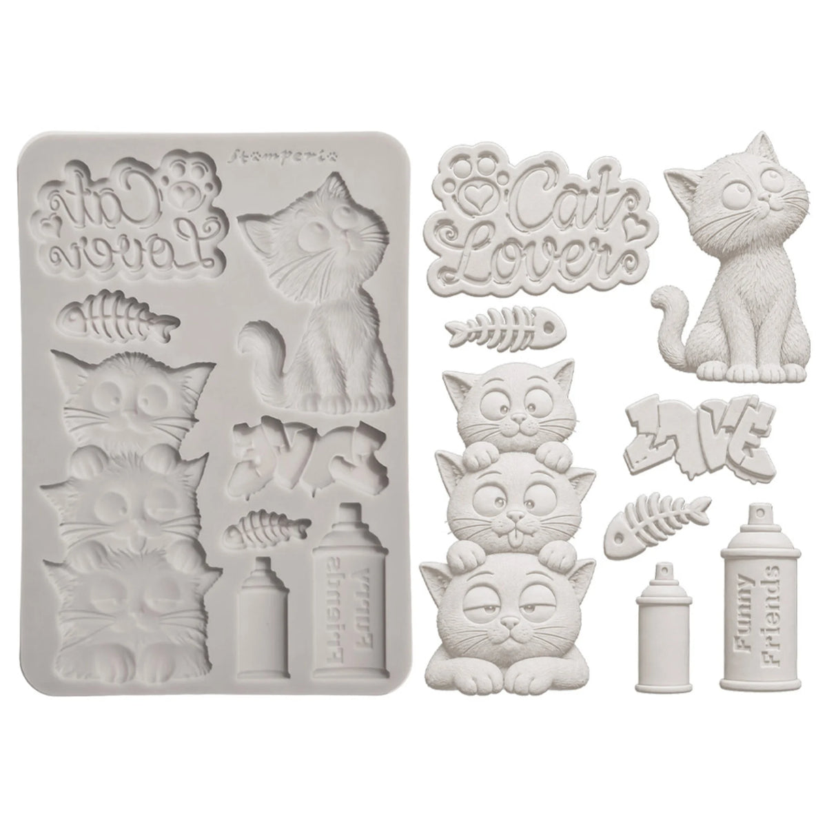 Stamperia - Furry Friends 2 A5 Silicon Mould Cats by Antonis Tzanidakis