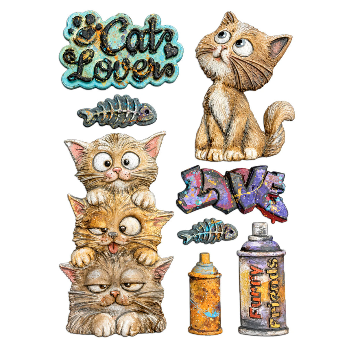 Stamperia - Furry Friends 2 A5 Silicon Mould Cats by Antonis Tzanidakis