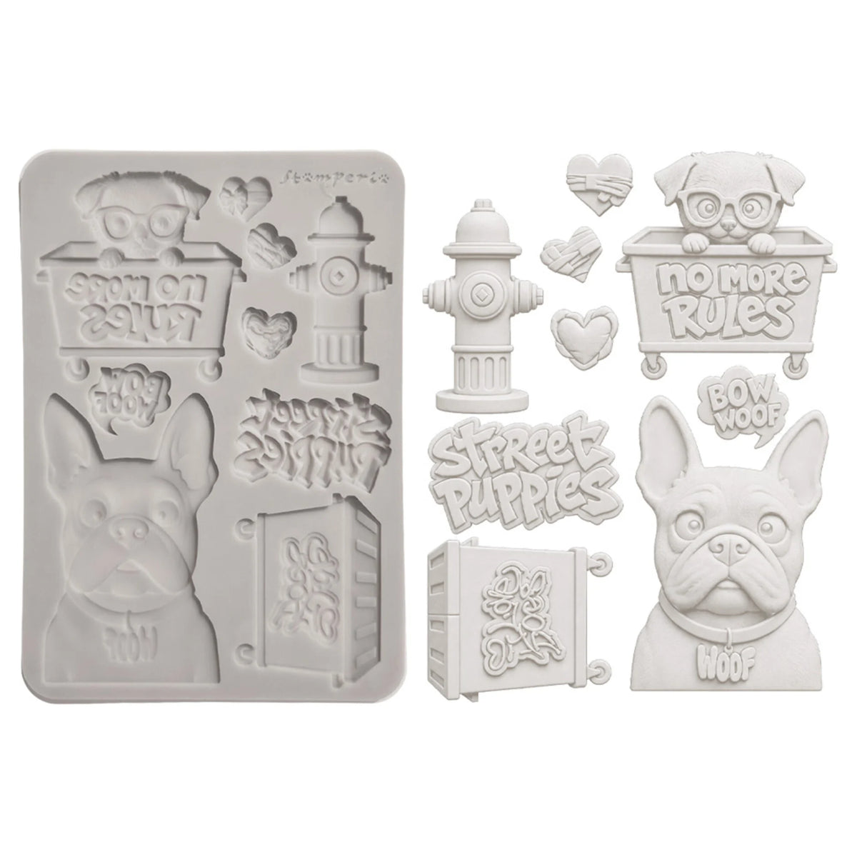 Stamperia - Furry Friends 2 A5 Silicon Mould Dogs by Antonis Tzanidakis
