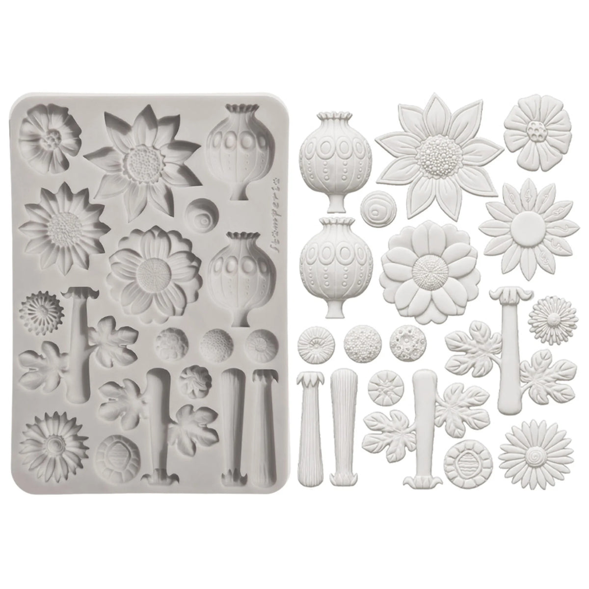 Stamperia - Furry Friends 2 A5 Silicon Mould Flowers by Antonis Tzanidakis