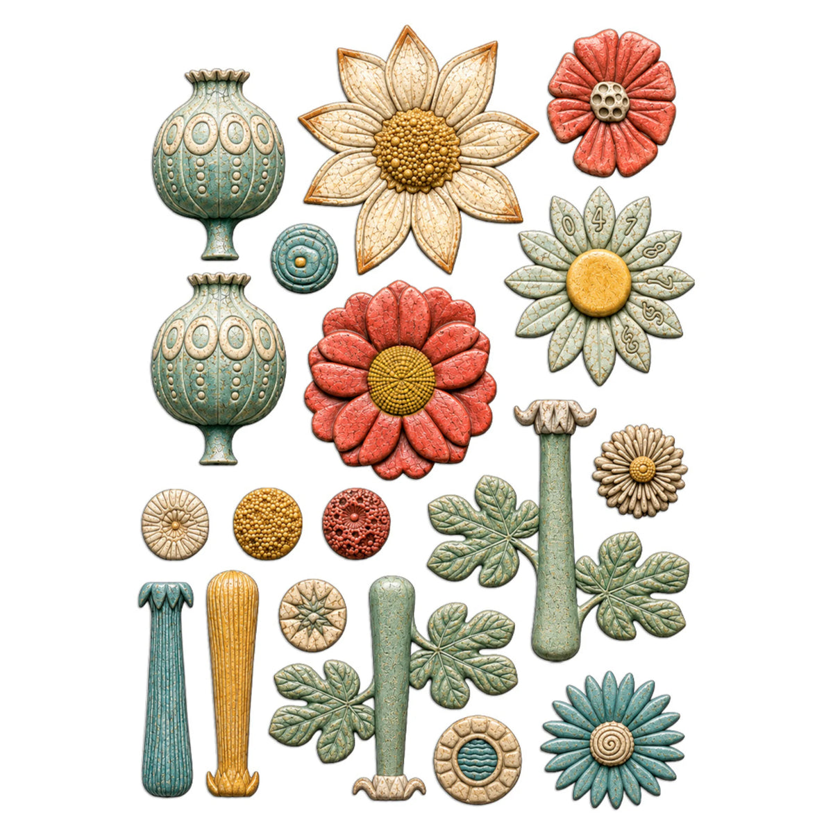 Stamperia - Furry Friends 2 A5 Silicon Mould Flowers by Antonis Tzanidakis