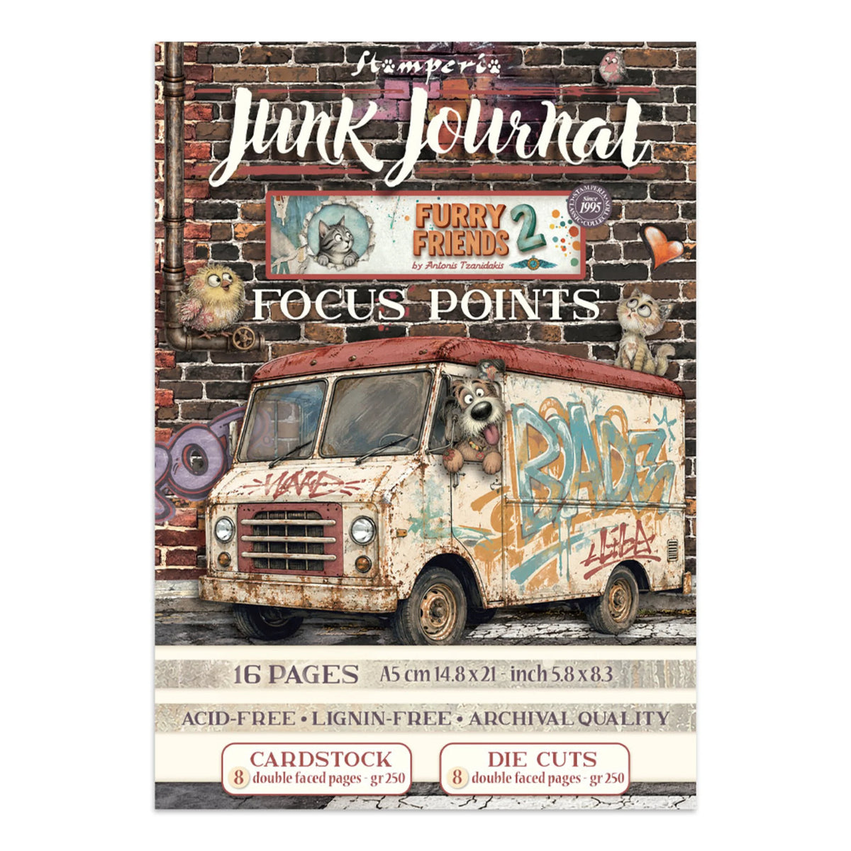 Stamperia - Furry Friends 2 Junk Journal A5 Focus Points by Antonis Tzanidakis