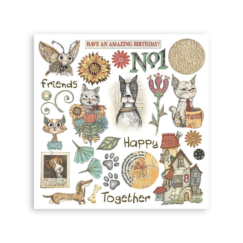 Stamperia - Furry Friends - Rub ons kit - 15,5 x 15,5 cm