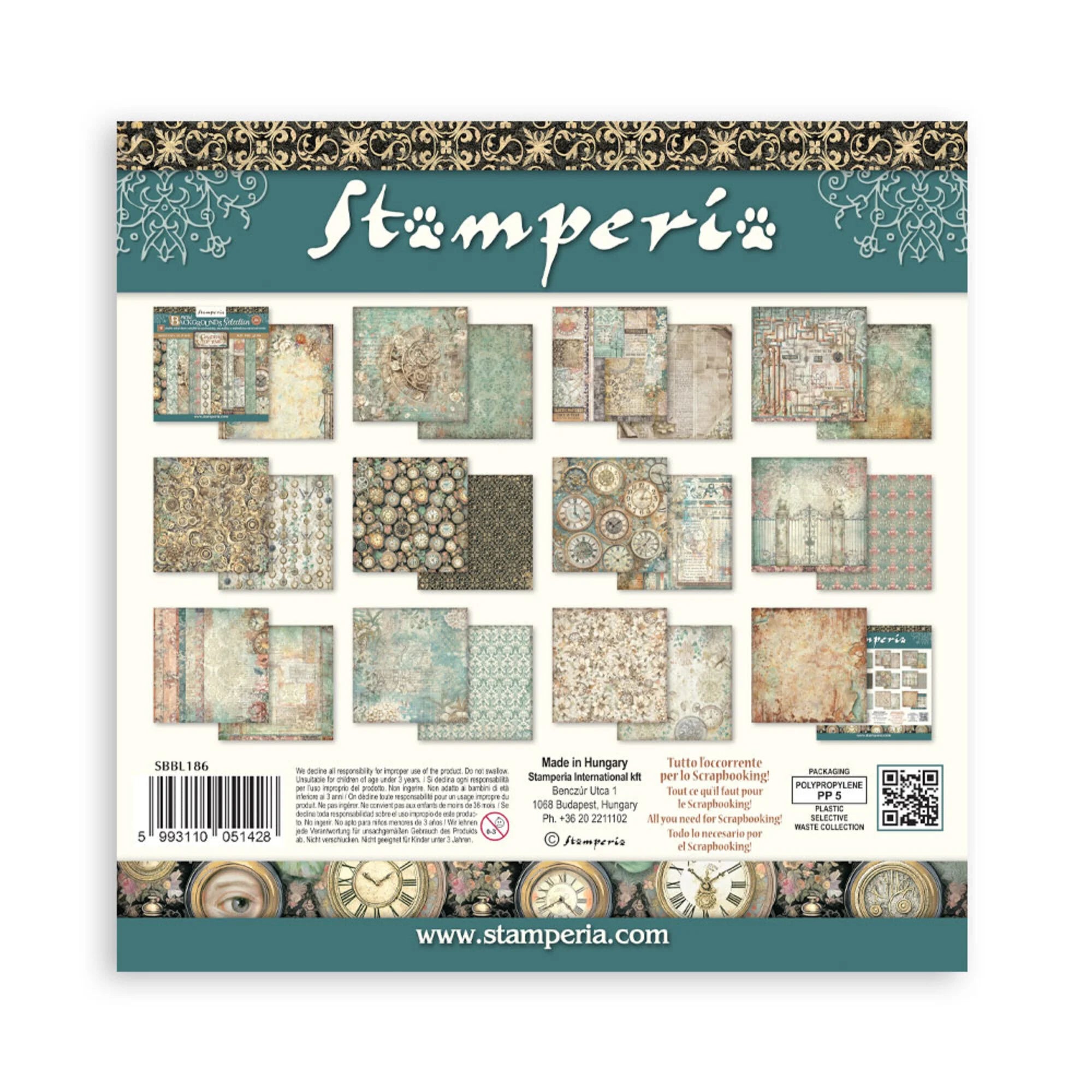 Stamperia - Gardens of time - Background Selection - Paper Pad - 12 x 12"