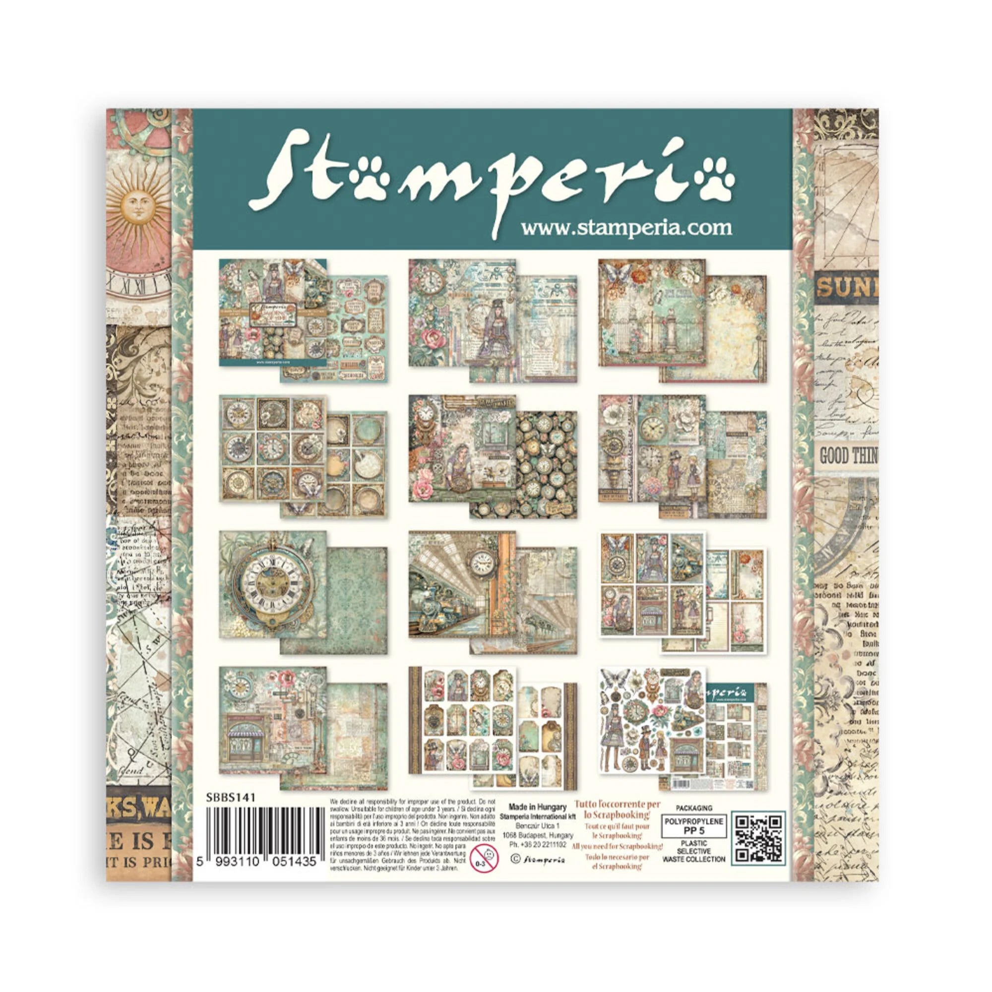 Stamperia - Gardens of time  - Paper Pad - 8 x 8" (10 sheets)
