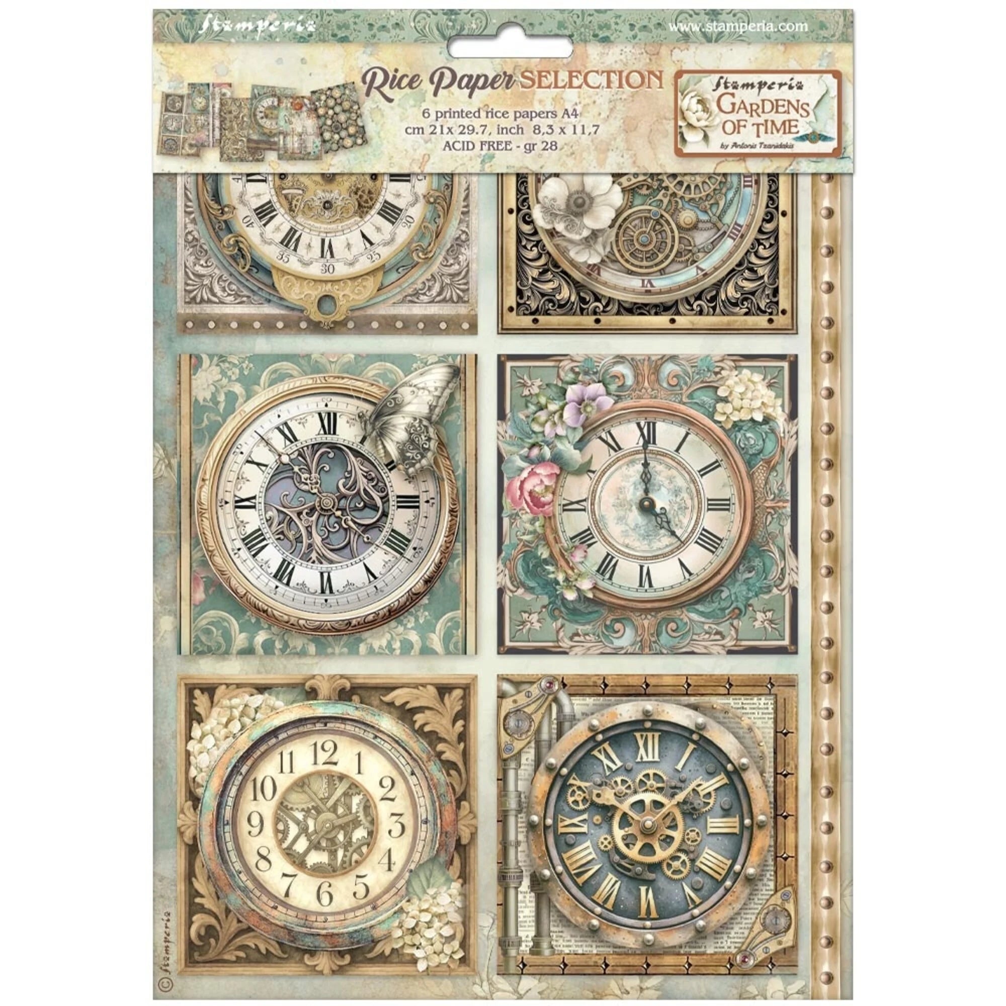 Stamperia - Gardens of Time - Rice Paper Selection A4