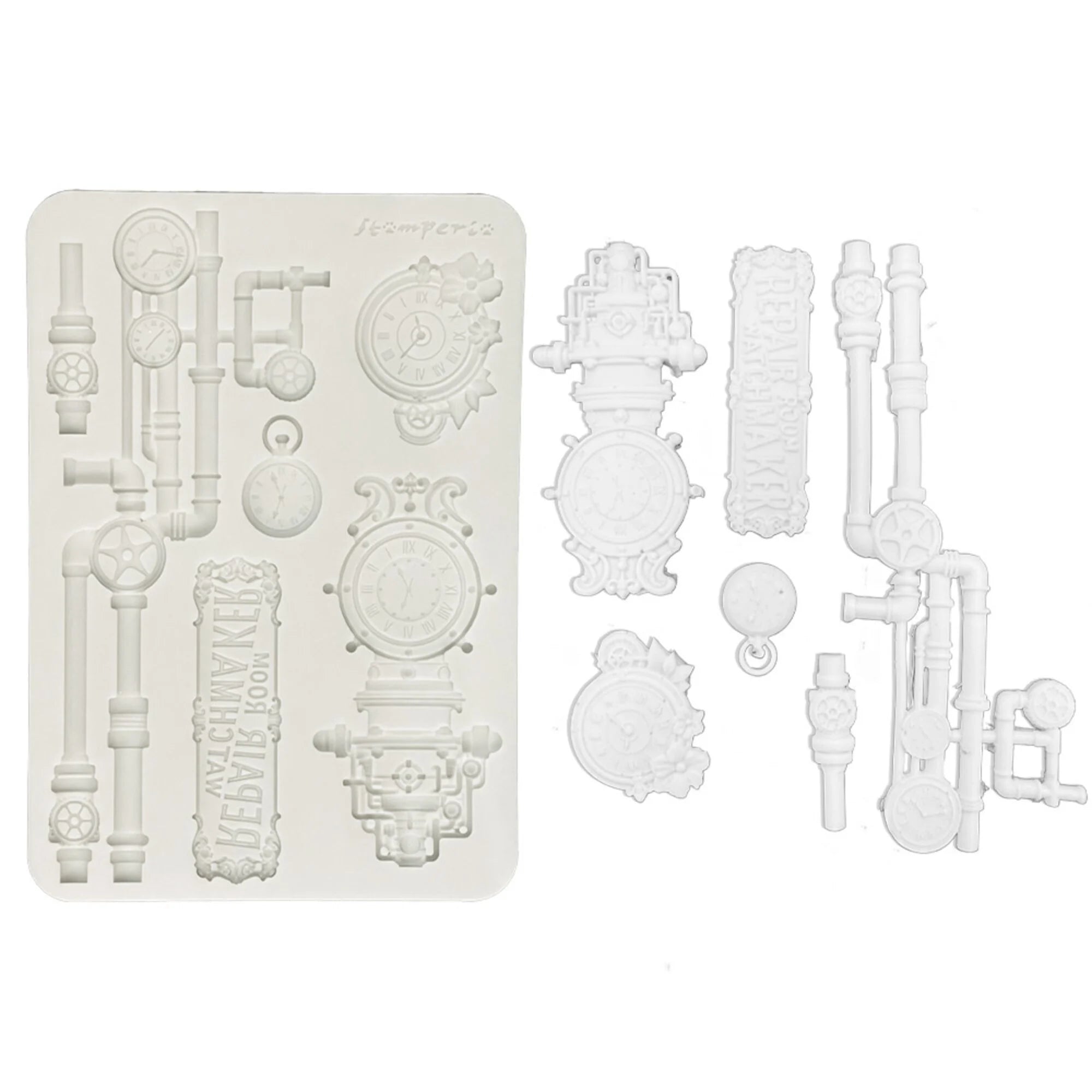 Stamperia - Silicon Mould - Gardens of time - Clocks and Tubes