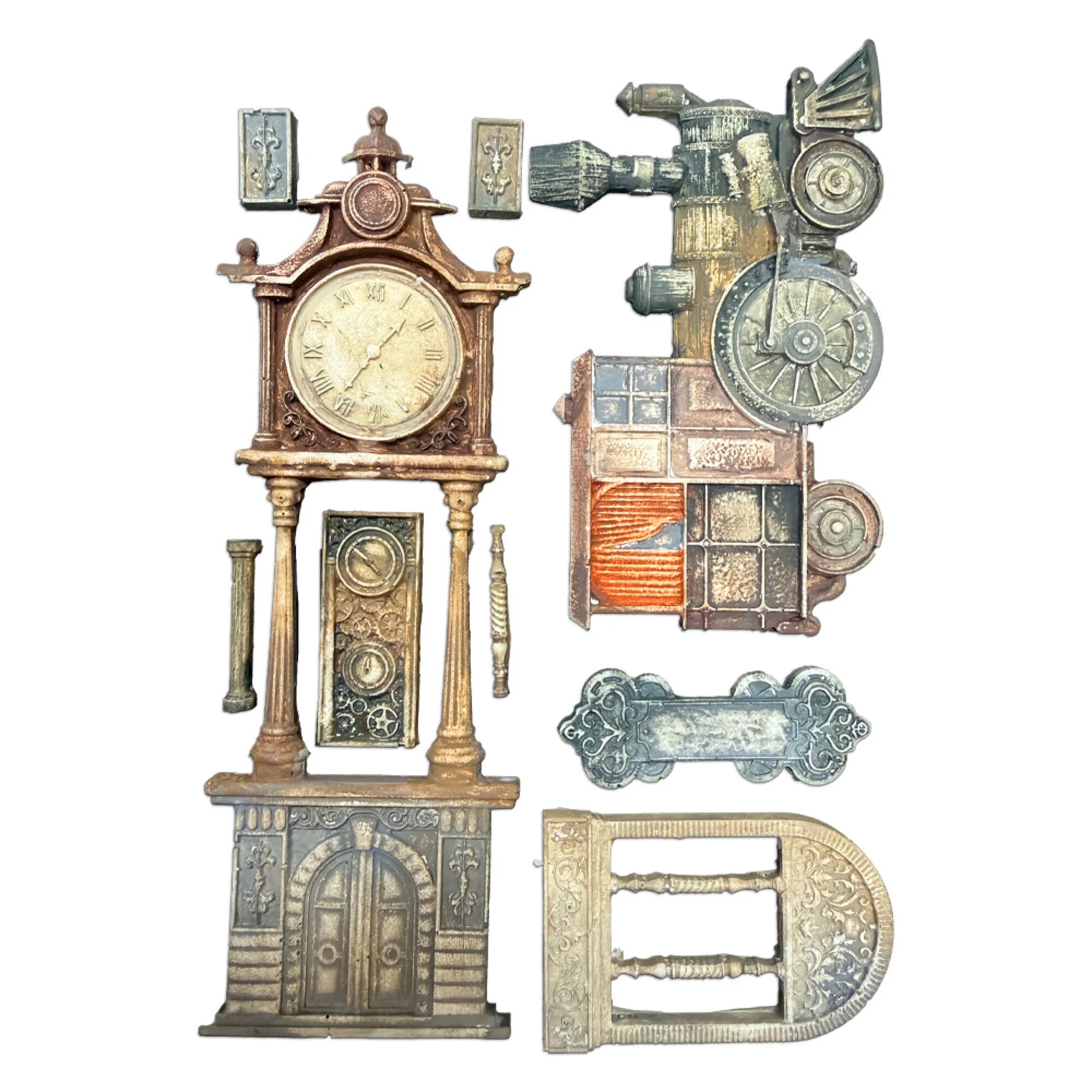 Stamperia - Silicon Mould - Gardens of time - Train and longcase clock