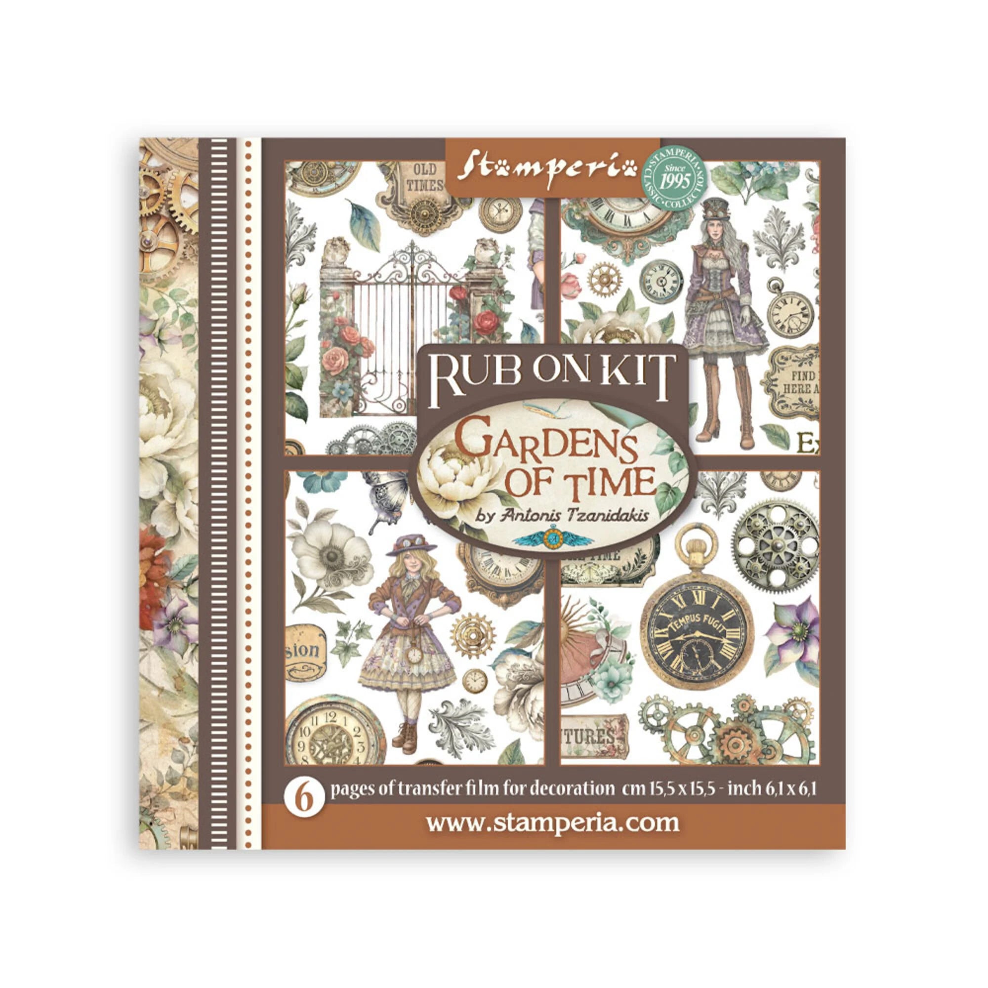 Stamperia - Gardens of Time - Rub ons kit - 15,5 x 15,5 cm