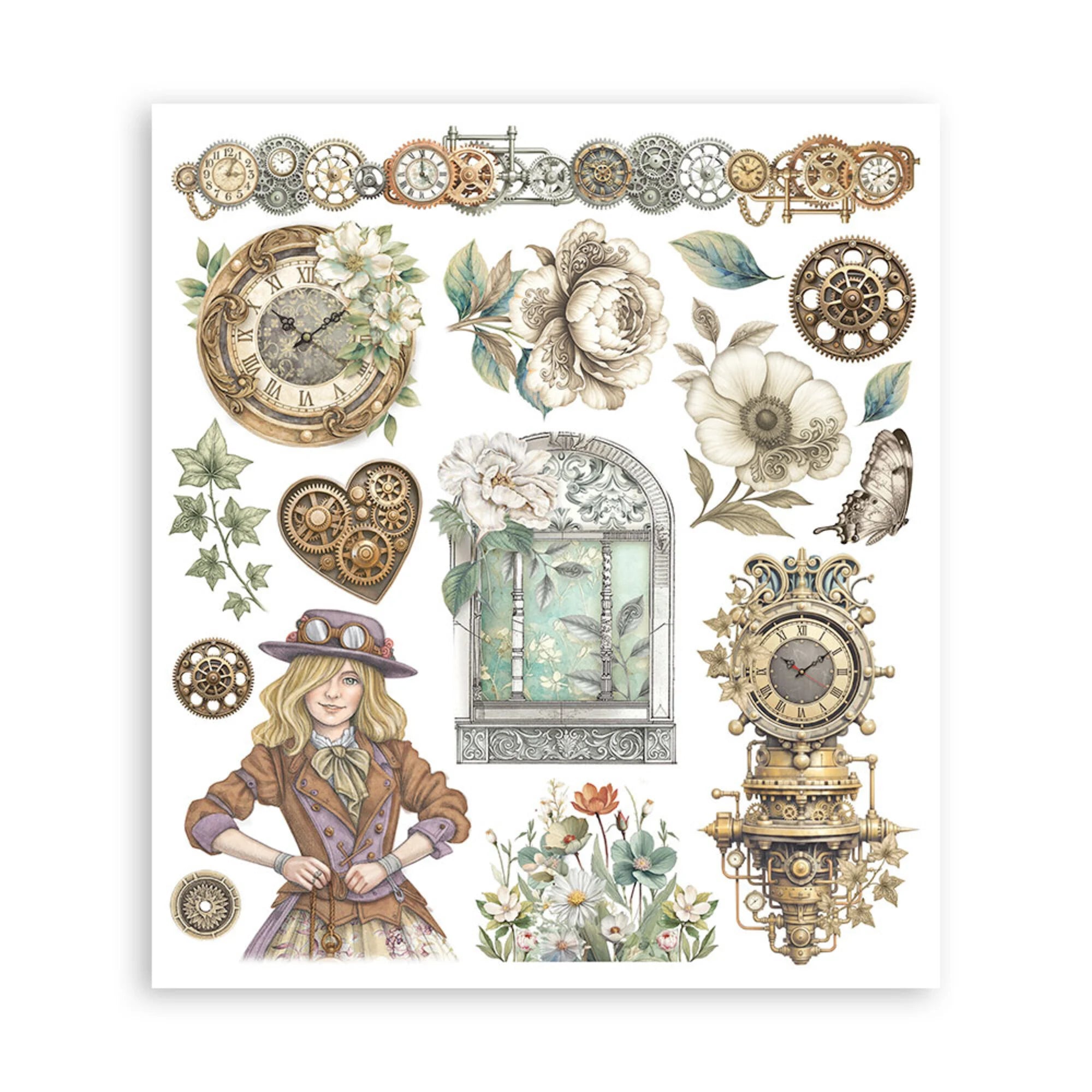 Stamperia - Gardens of Time - Rub Ons Assortment - 20,5x23cm