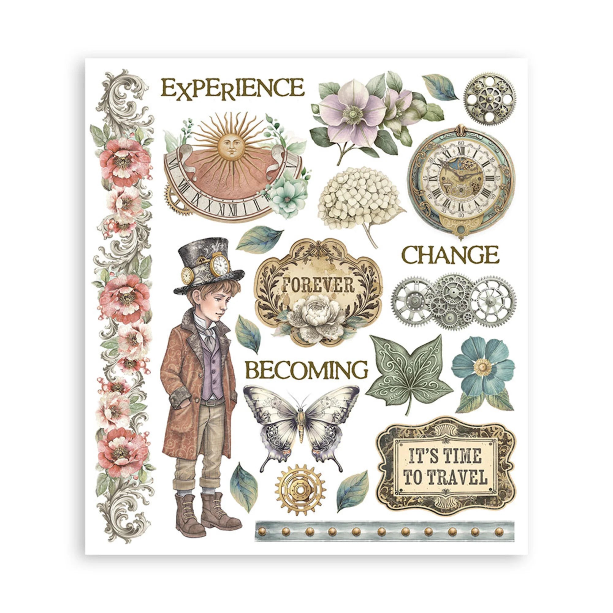Stamperia - Gardens of Time - Rub Ons Assortment - 20,5x23cm