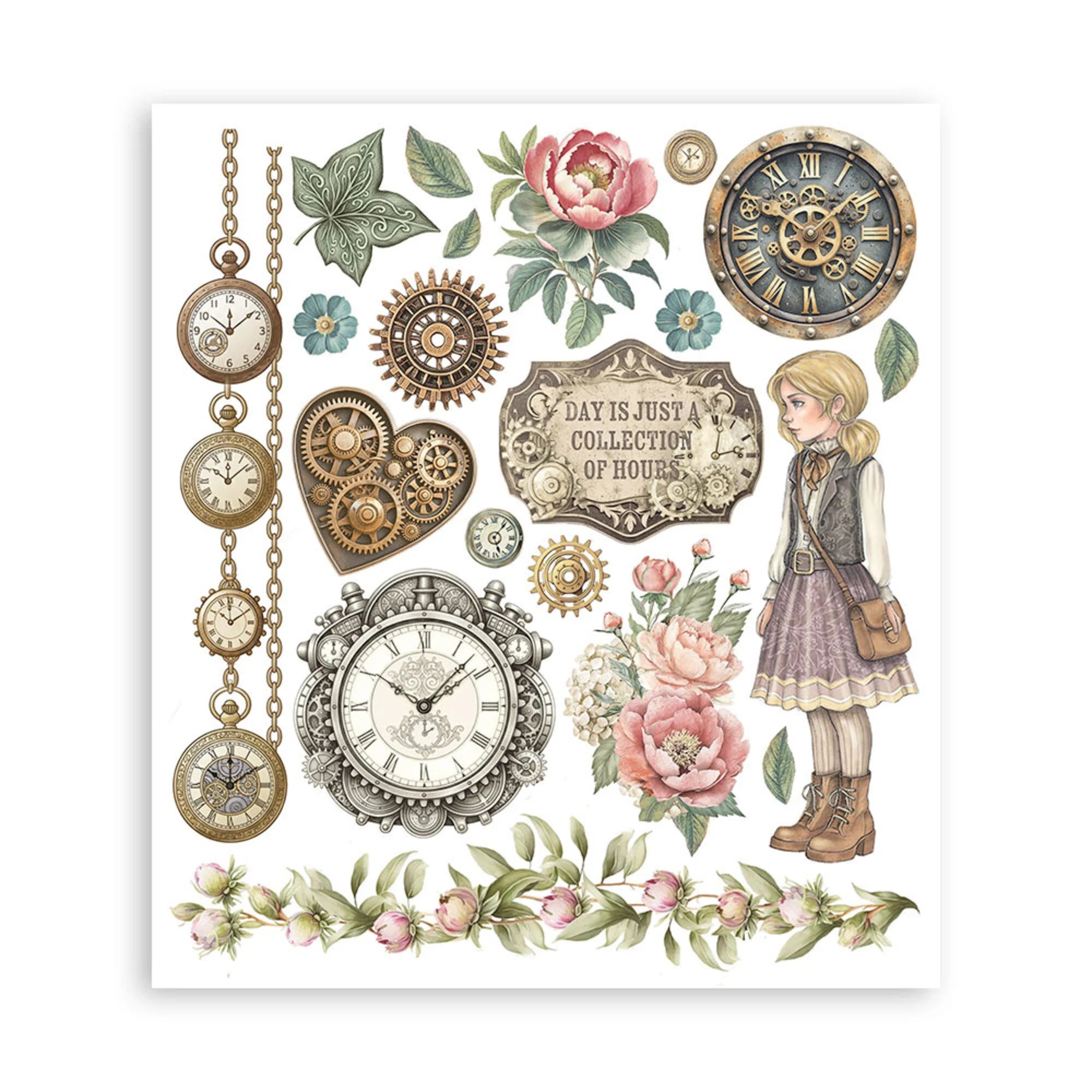 Stamperia - Gardens of Time - Rub Ons Assortment - 20,5x23cm