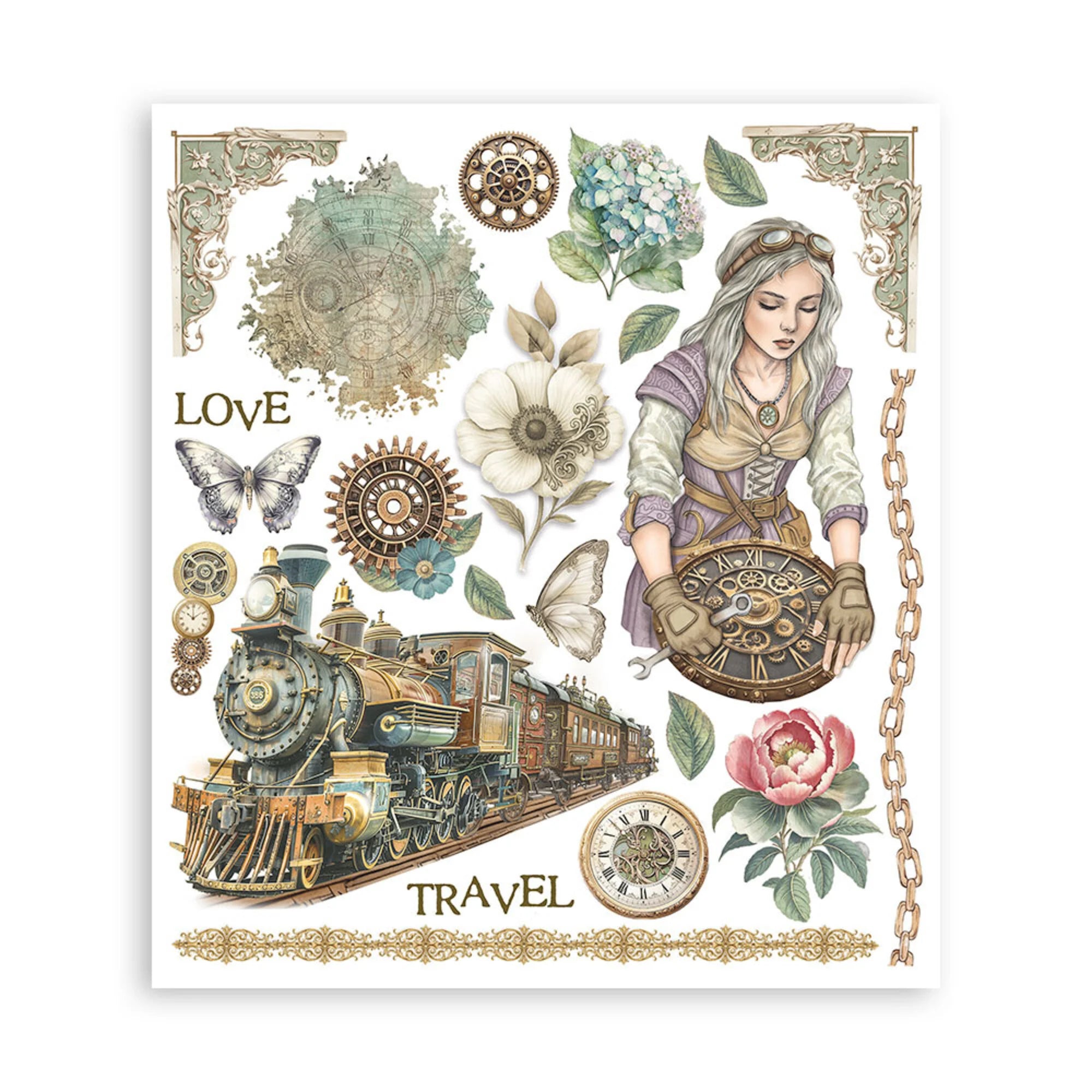 Stamperia - Gardens of Time - Rub Ons Assortment - 20,5x23cm