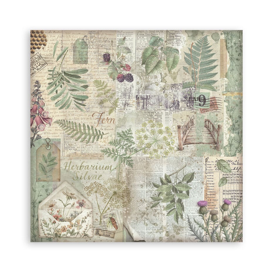 Stamperia - Herbarium Silvae - Maxi Background Selection - Paper Pad - 12 x 12"