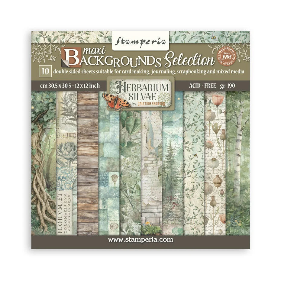 Stamperia - Herbarium Silvae - Maxi Background Selection - Paper Pad - 12 x 12"