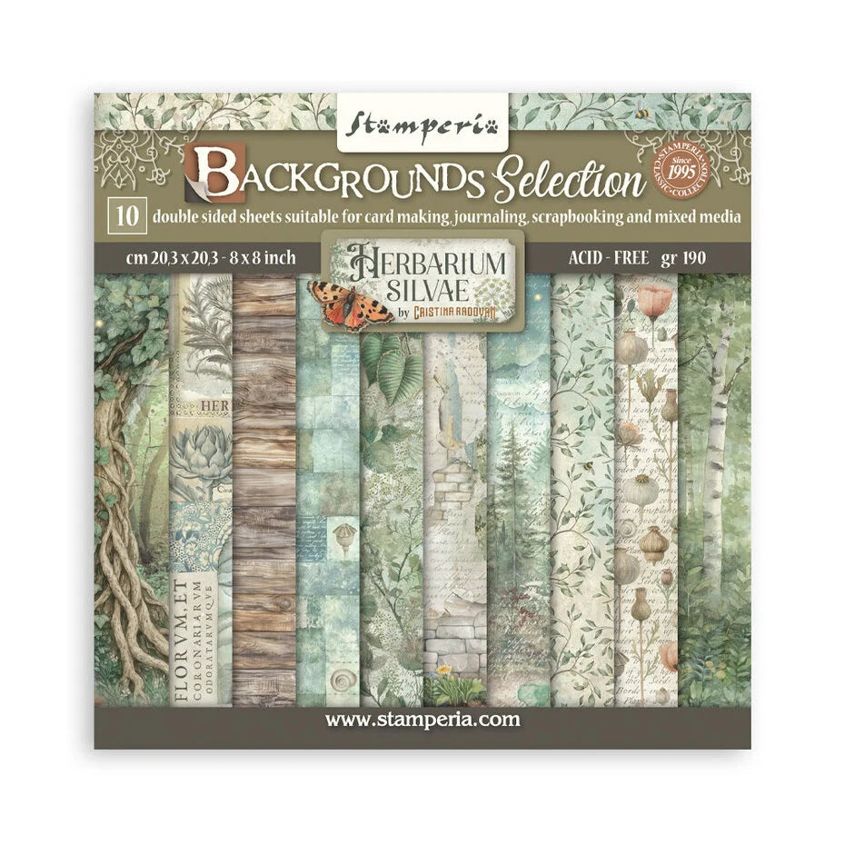 Stamperia  - Herbarium Silvae - Background Selection Paper Pad 8 x 8" (10ark)