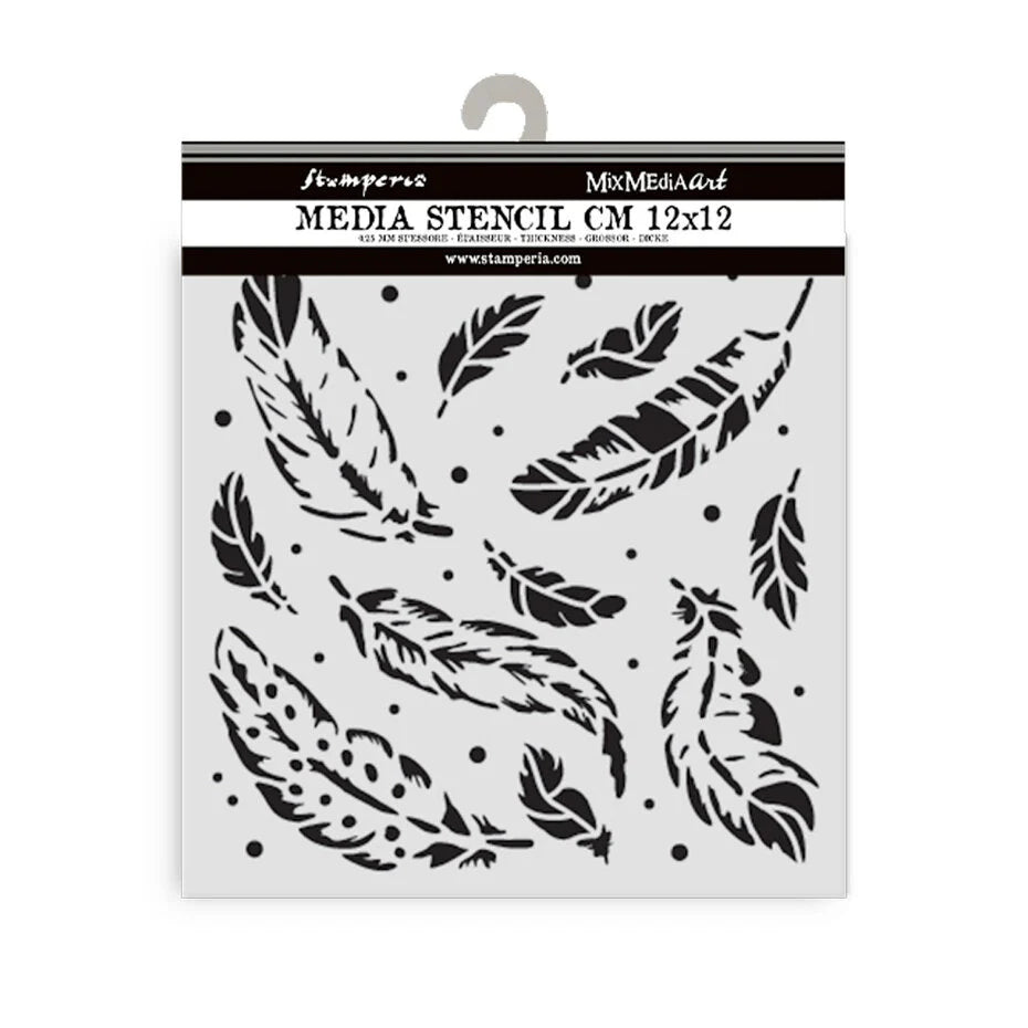 Stamperia - Herbarium Silvae - Stencil - Feather Pattern - 12x12cm
