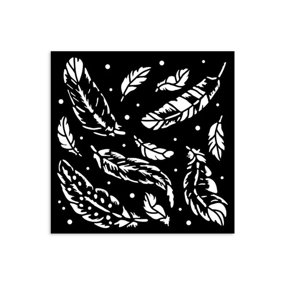 Stamperia - Herbarium Silvae - Stencil - Feather Pattern - 12x12cm