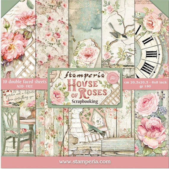 Stamperia  - House of Roses - Paper Pad 8 x 8" (10ark)