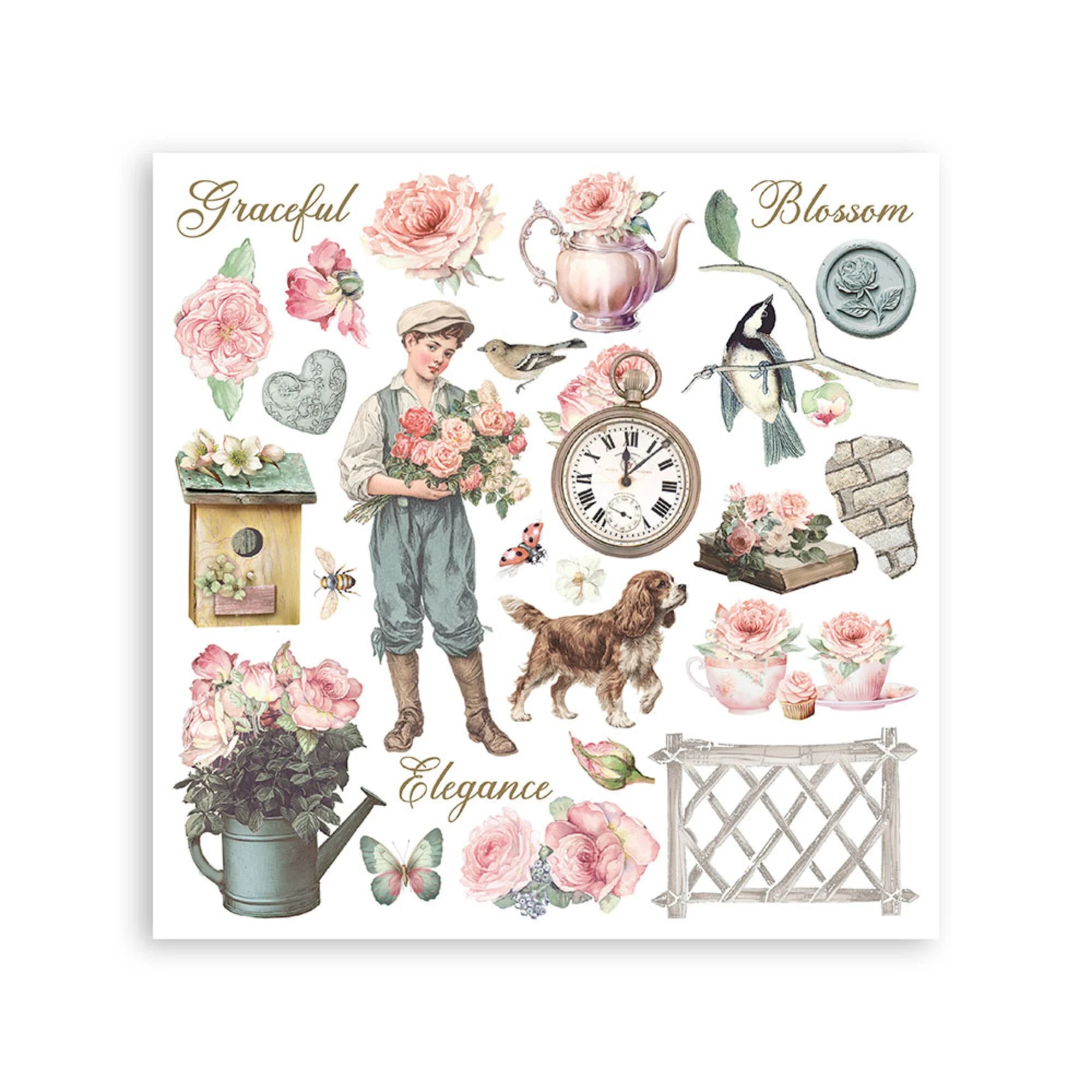 Stamperia - House of Roses - Rub ons kit - 15,5 x 15,5 cm