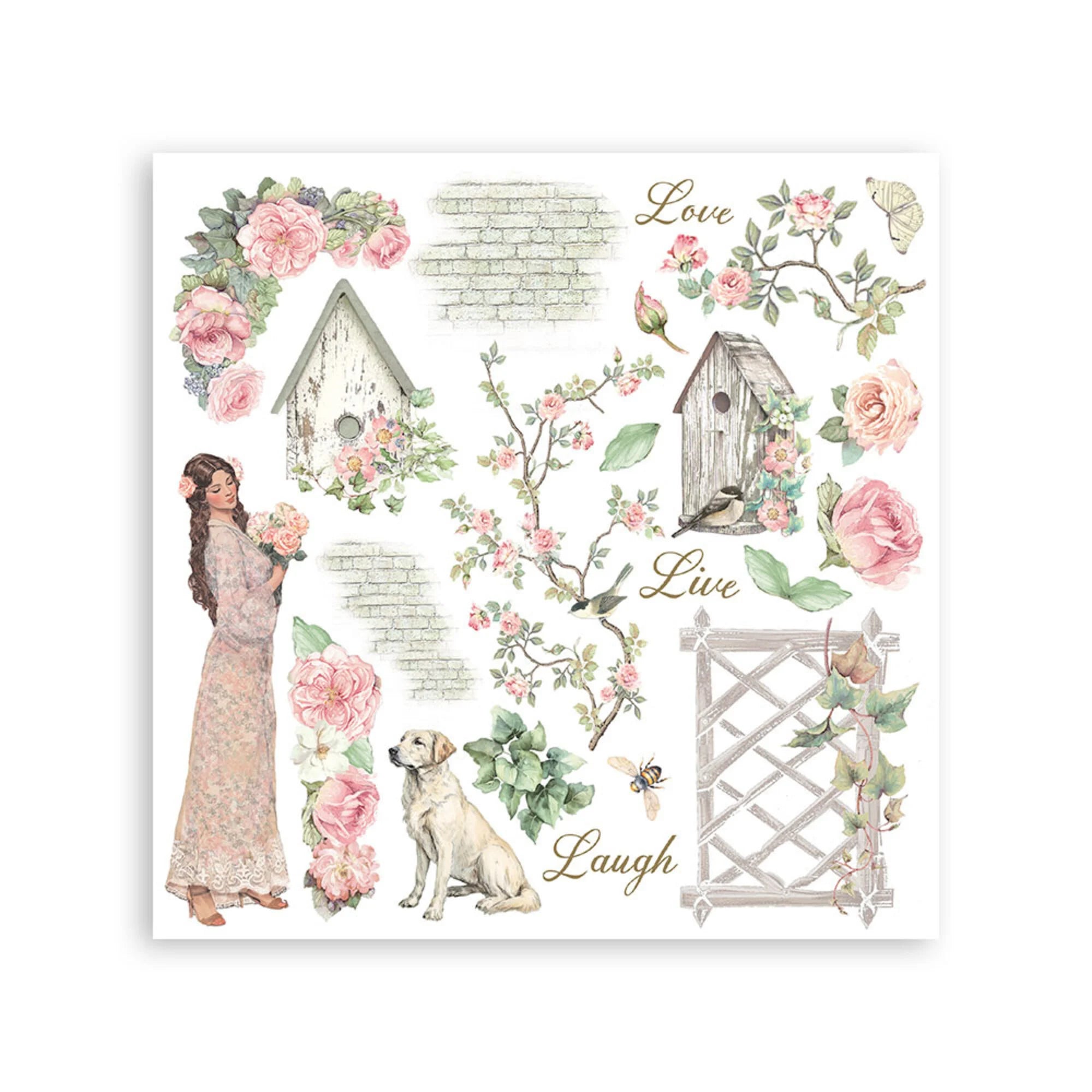 Stamperia - House of Roses - Rub ons kit - 15,5 x 15,5 cm